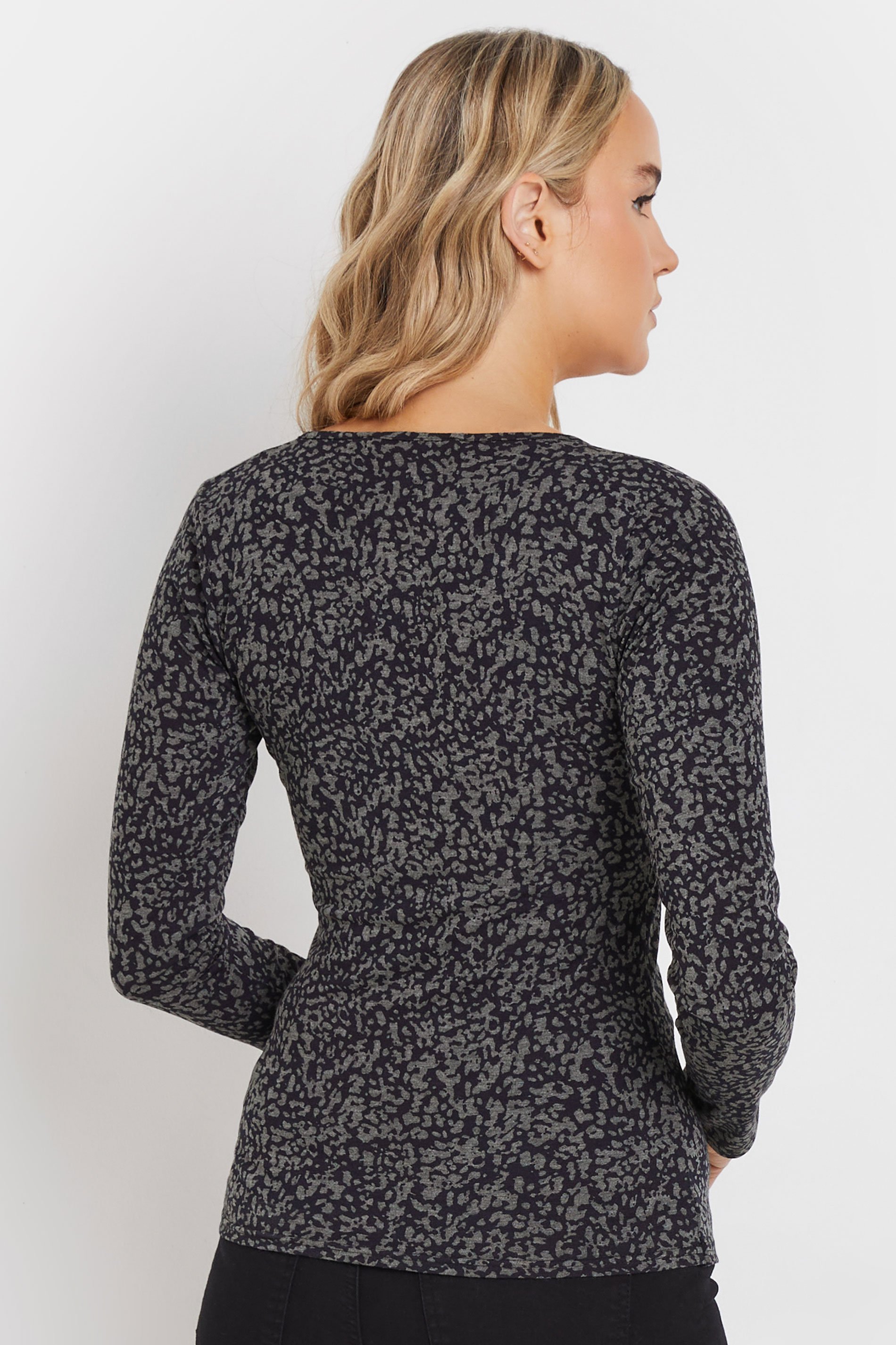 LTS Tall Grey Abstract Print Wrap Top | Long Tall Sally 3