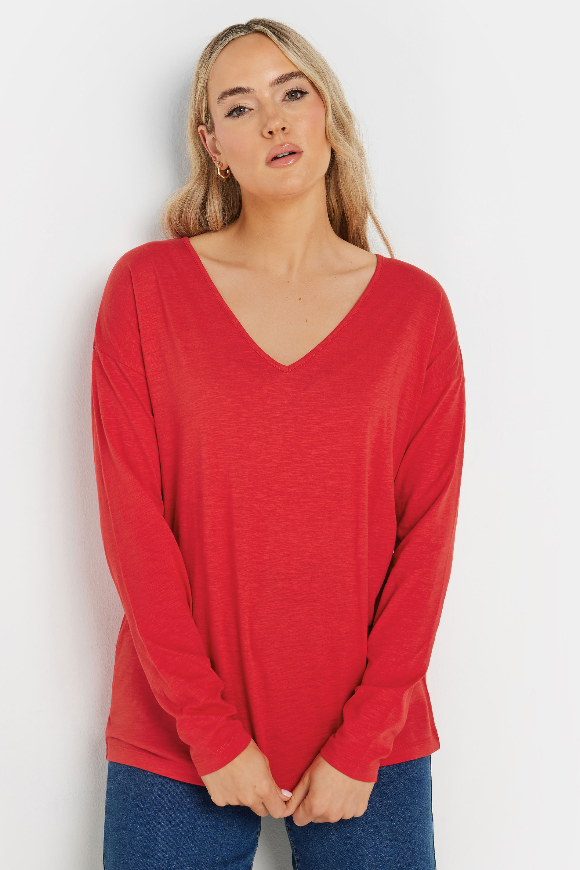 LTS Tall 3 PACK Red, Navy Blue & White V-Neck T-Shirts | Long Tall Sally 2