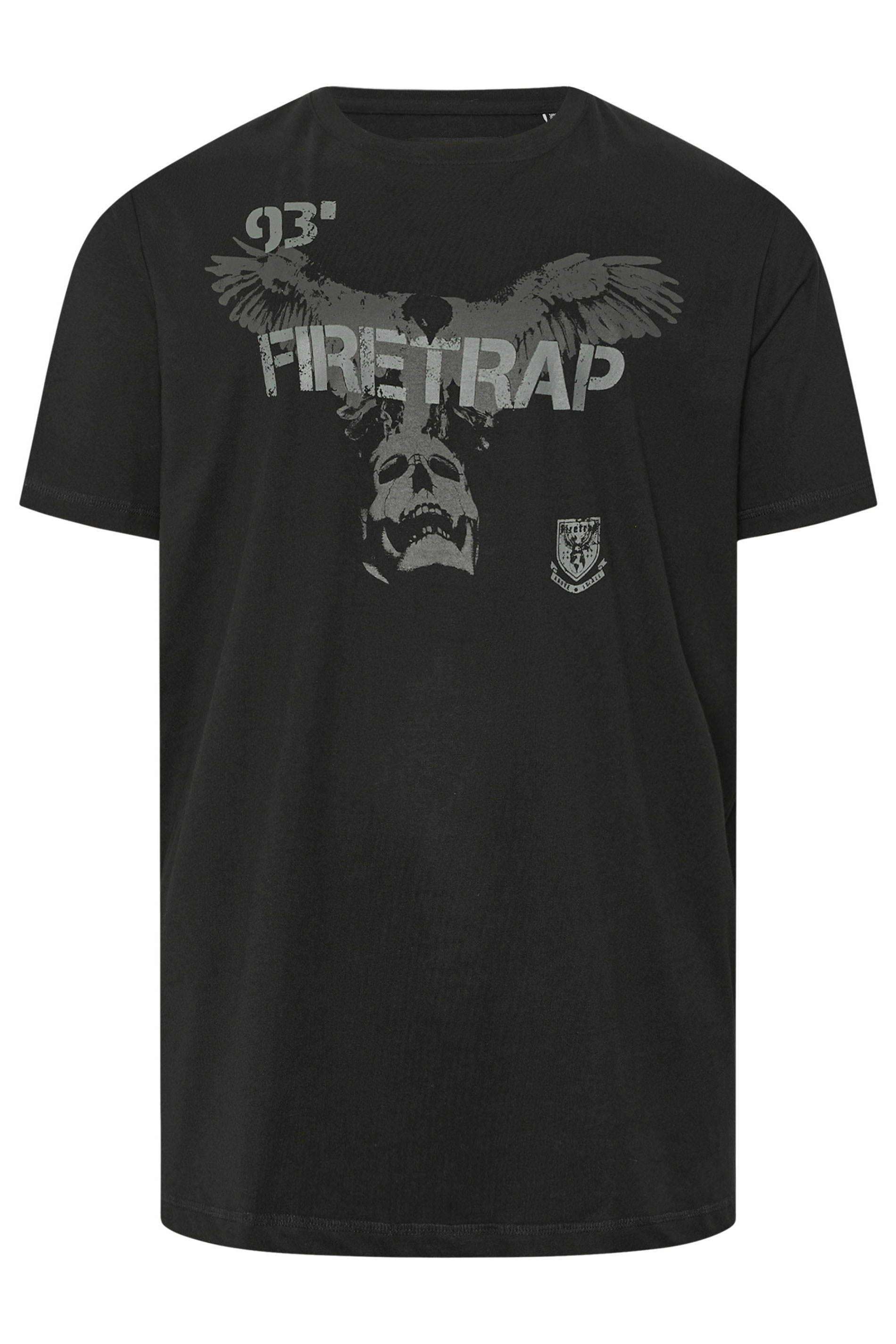 FIRETRAP Big & Tall Black Hawke Print T-Shirt | BadRhino 1