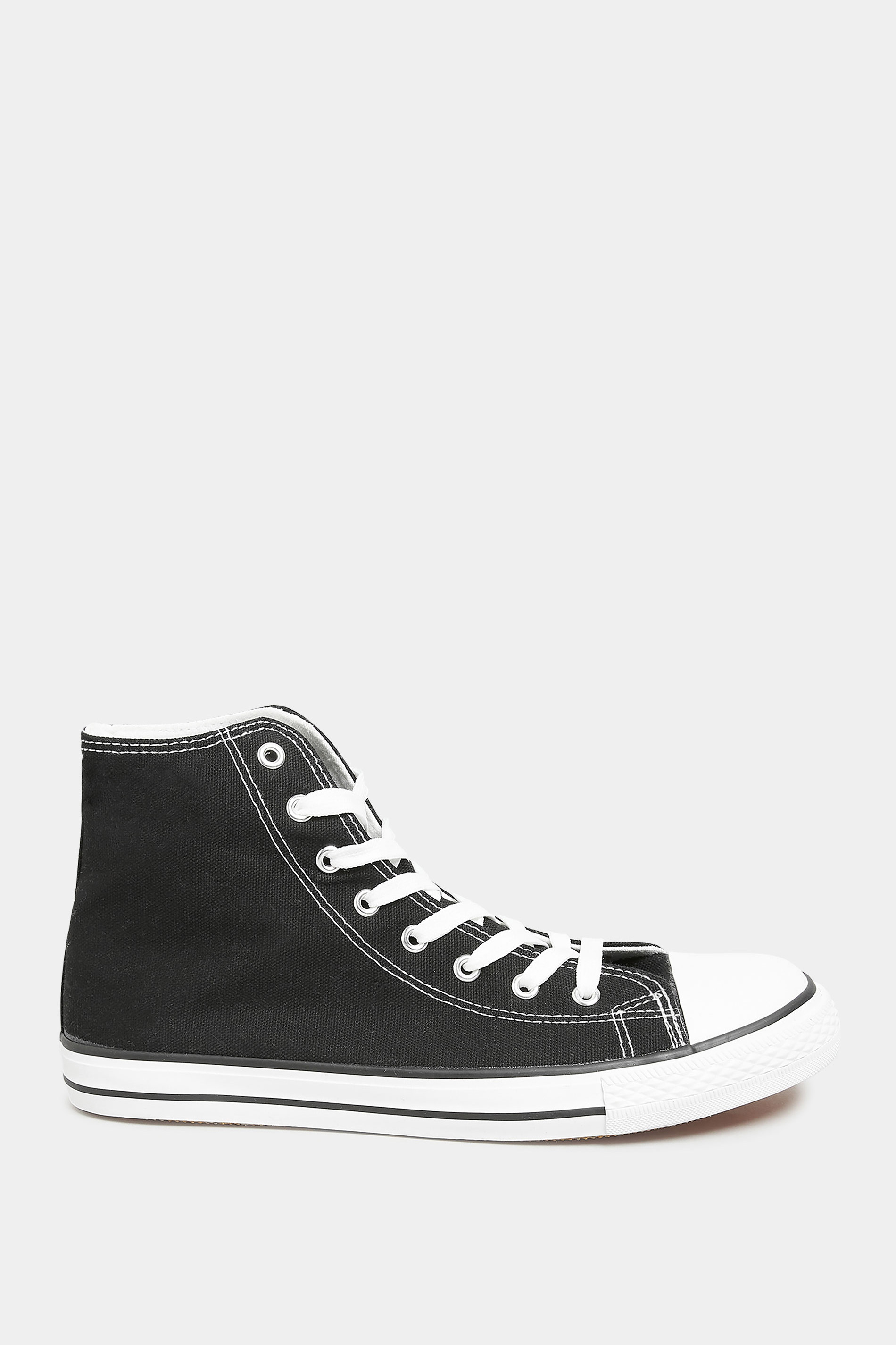 LTS Black Canvas High Top Trainers In Standard Fit | Long Tall Sally 3