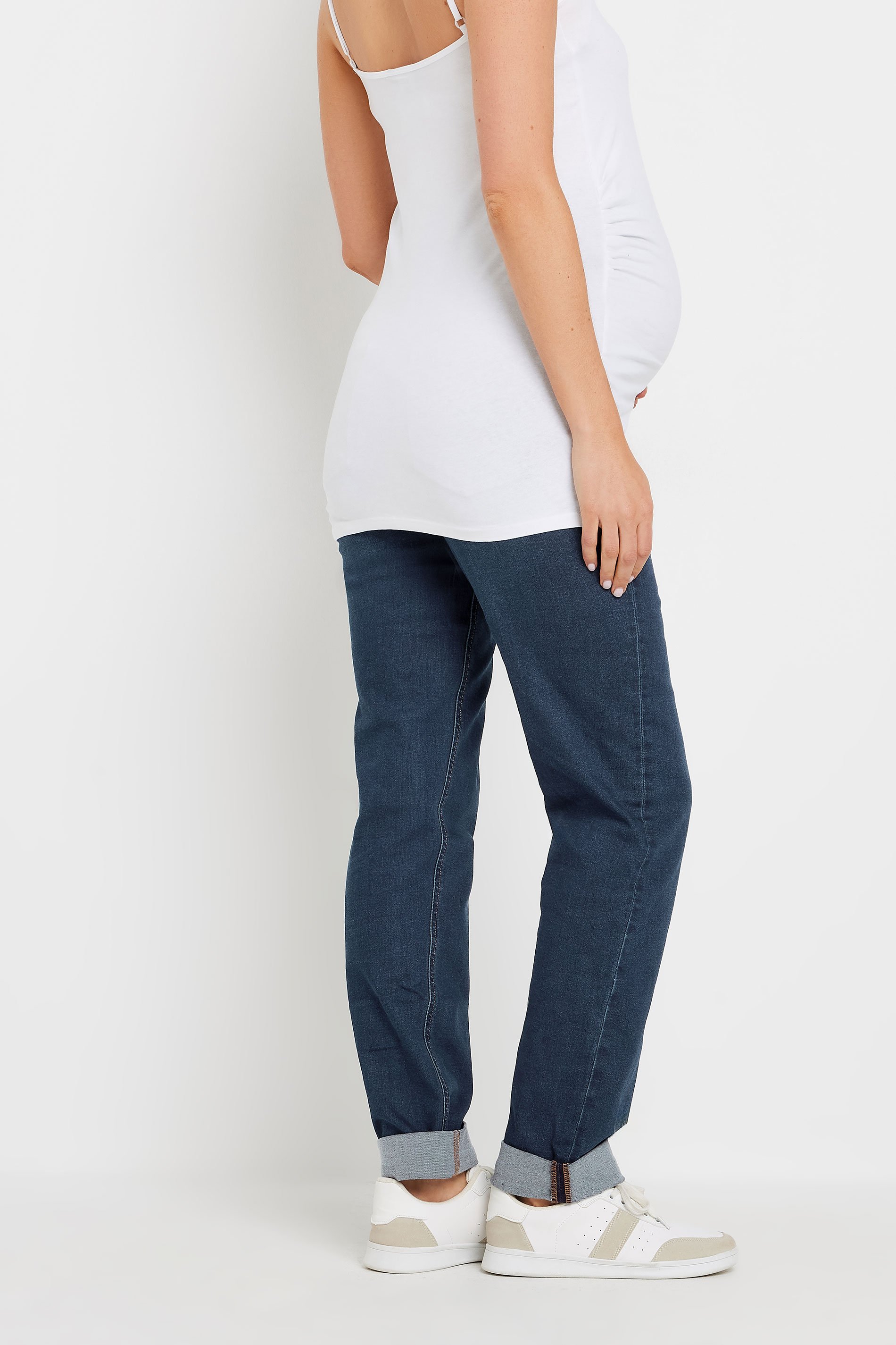 LTS Tall Maternity Dark Blue Turn Up Straight Leg Jeans | Long Tall Sally 3
