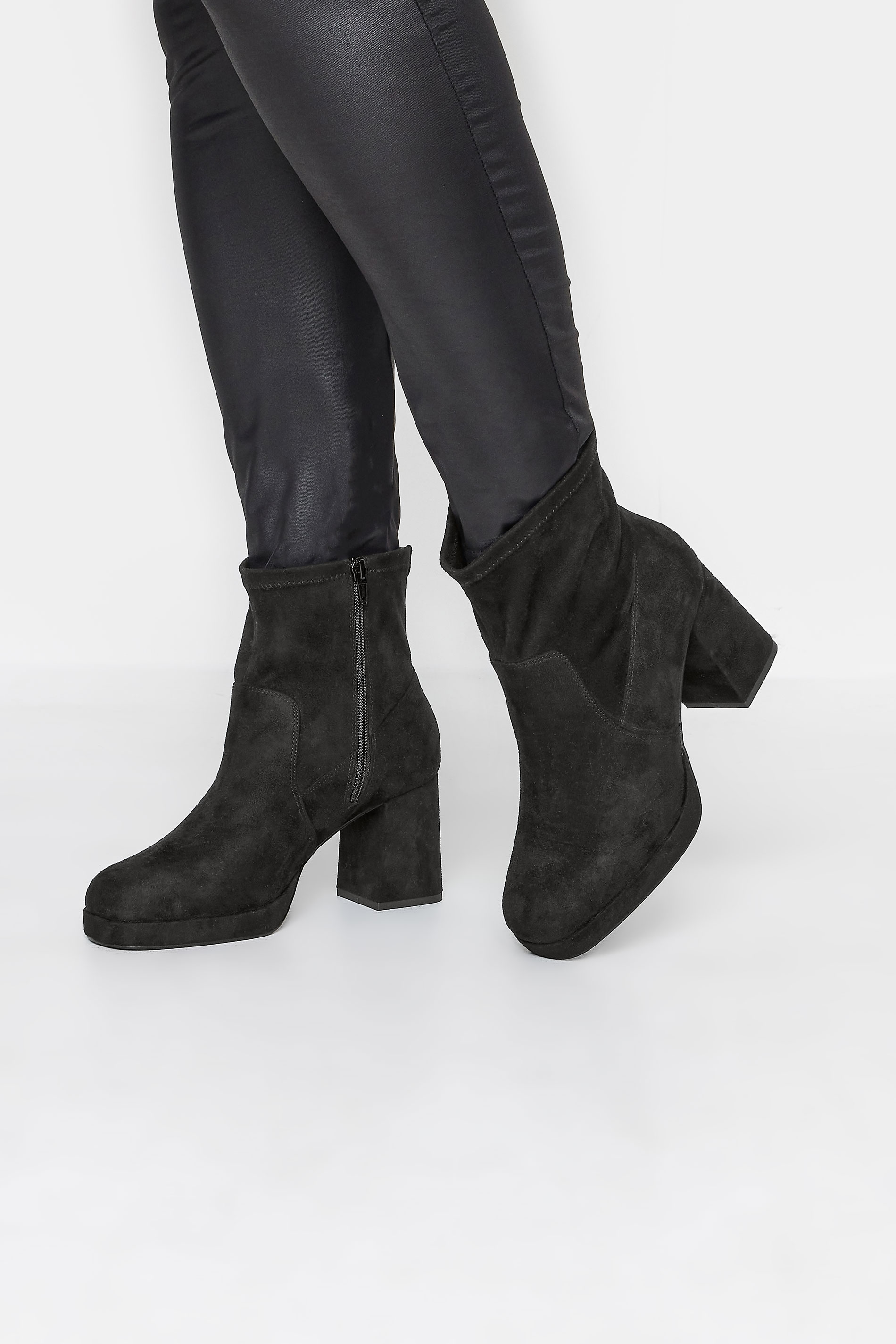 LIMITED COLLECTION Curve Black Platform Ankle Boots In Extra Wide EEE Fit | Yours Clothing  1