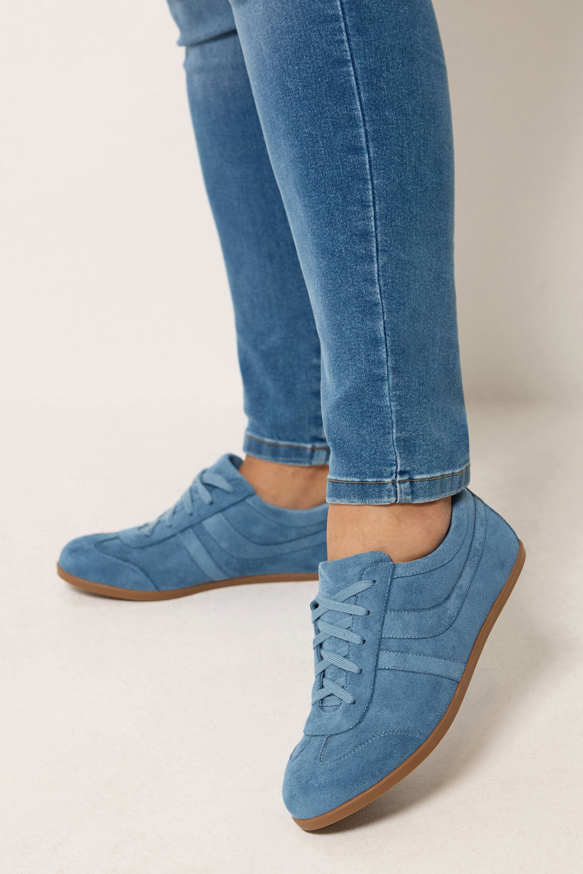 Blue Faux Suede Stripe Trainers In Extra Wide EEE Fit | Yours Clothing 3