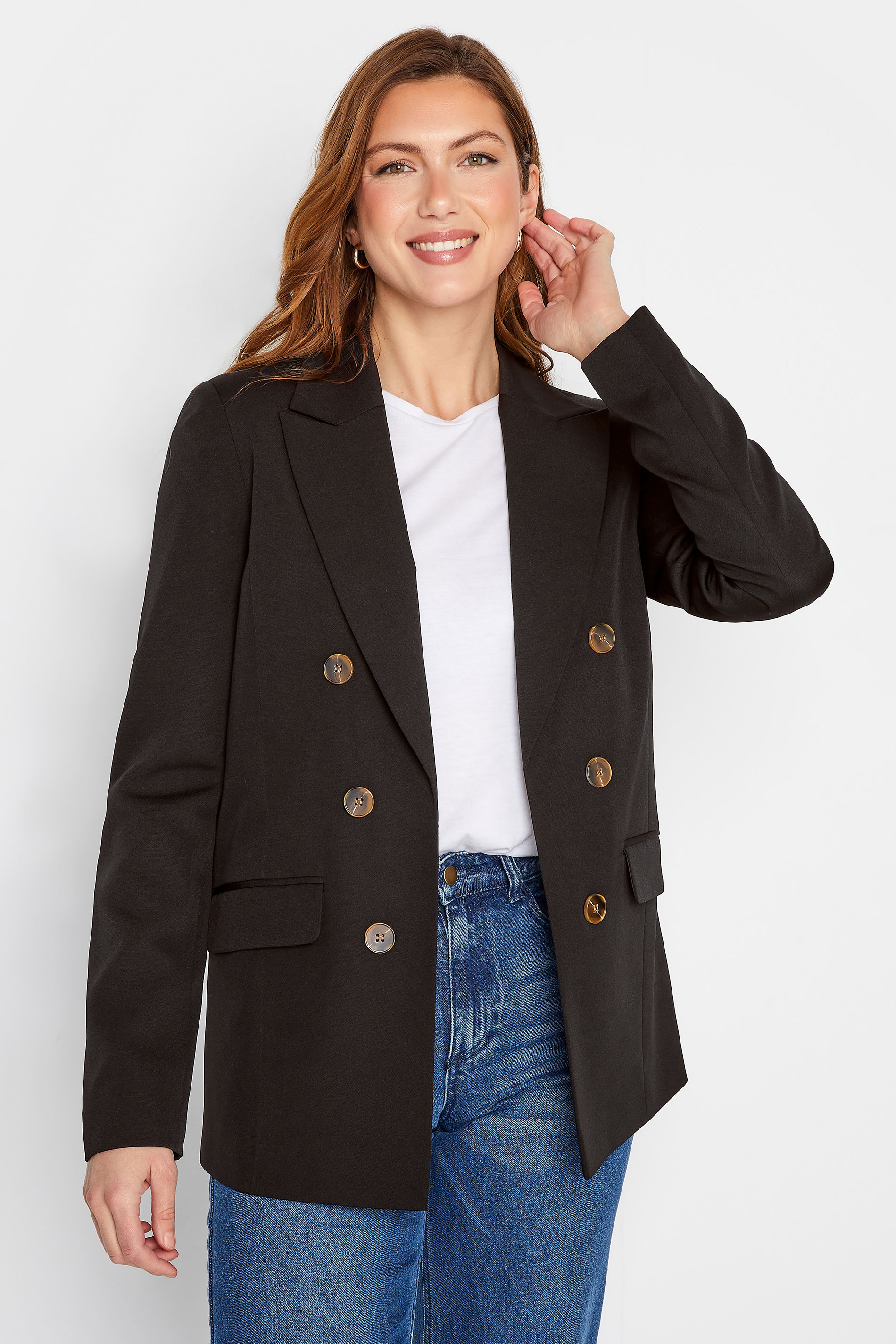 LTS Tall Women's Black Double Breasted Blazer | Long Tall Sally 1
