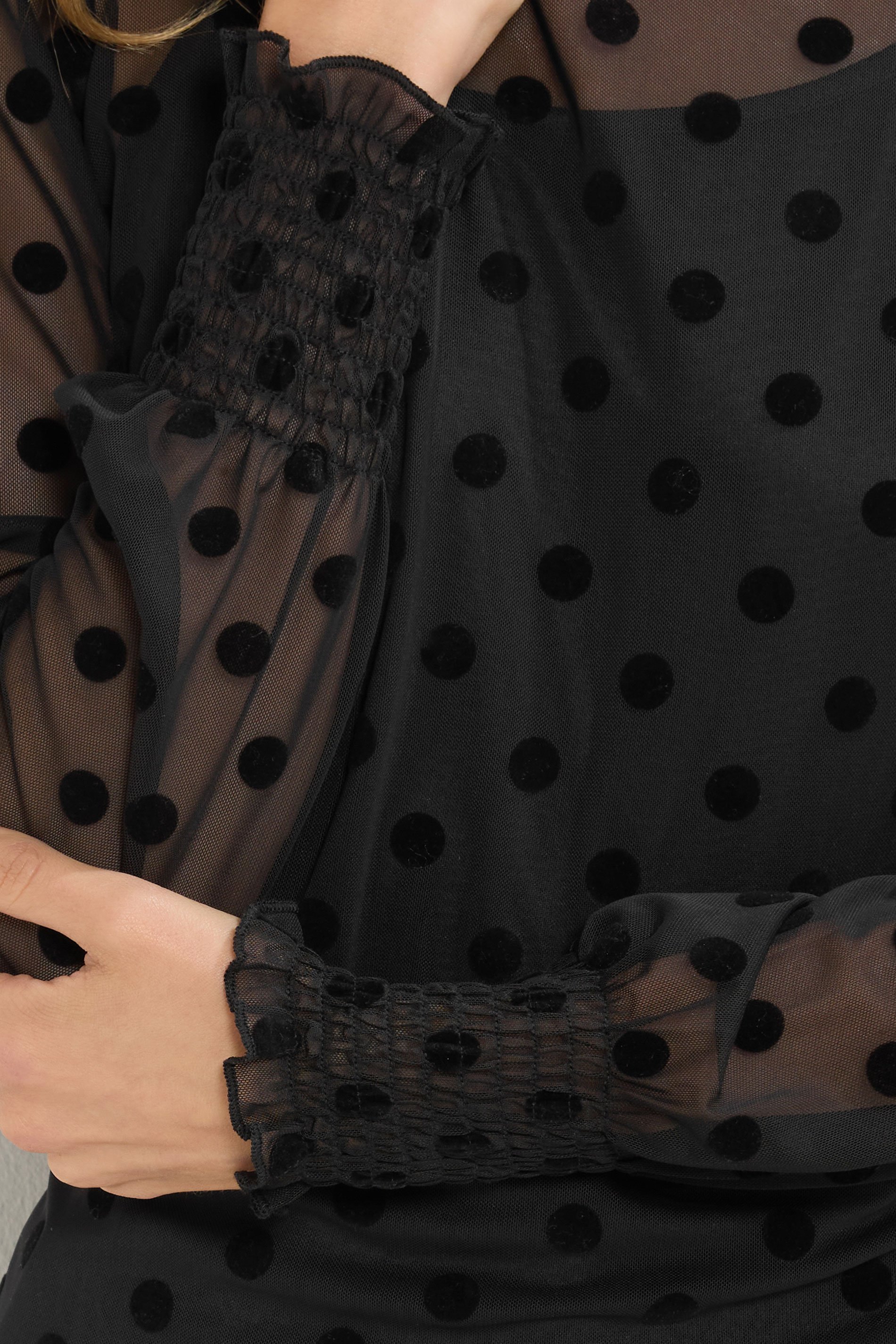 LTS Tall Black Burnout Spot Mesh Blouse | Long Tall Sally 5