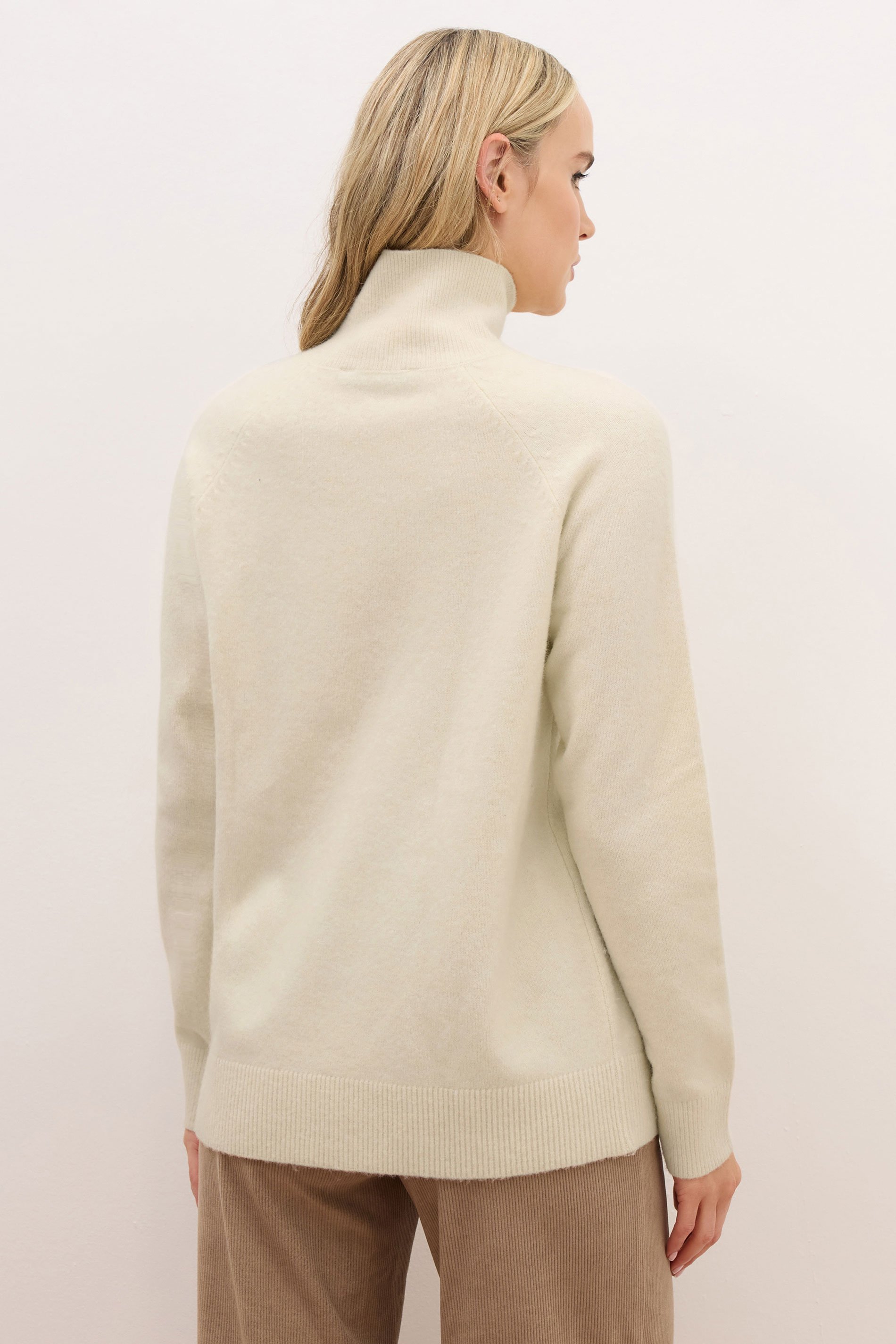 LTS PREMIUM Tall Ivory White Funnel Neck Zip Jumper | Long Tall Sally 4