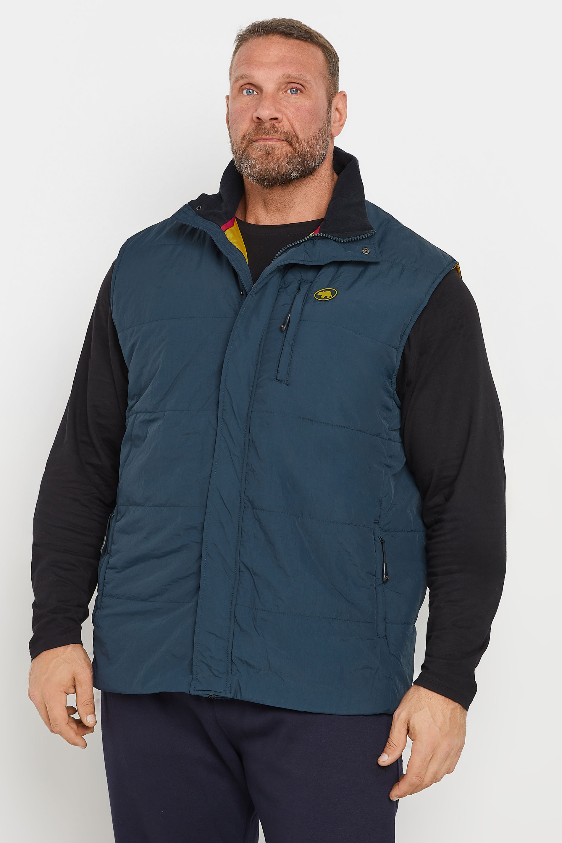 D555 Big & Tall Navy Zip Through Padded Gilet | BadRhino 2