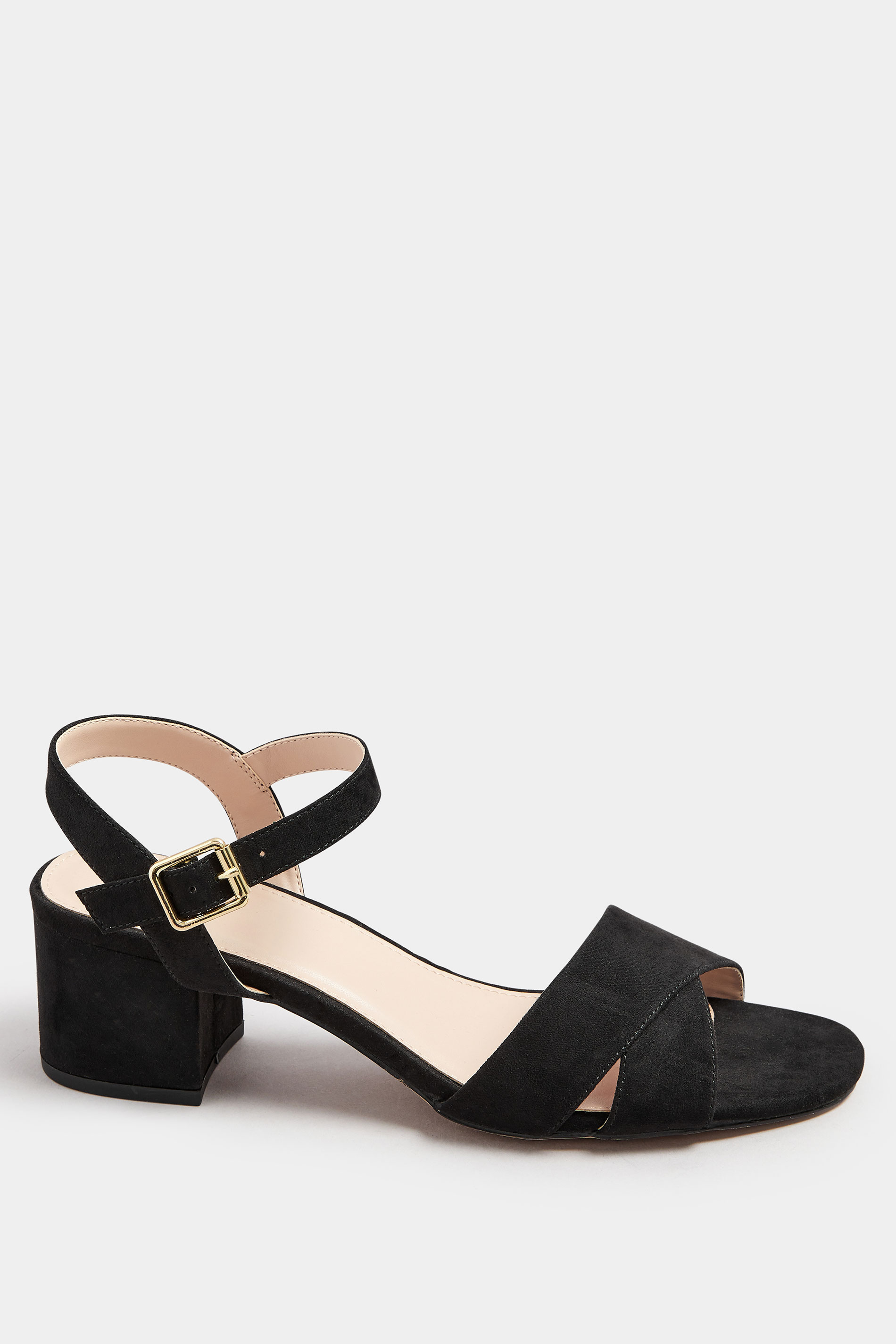 LTS Black Cross Over Block Heel In Standard Fit | Long Tall Sally 3