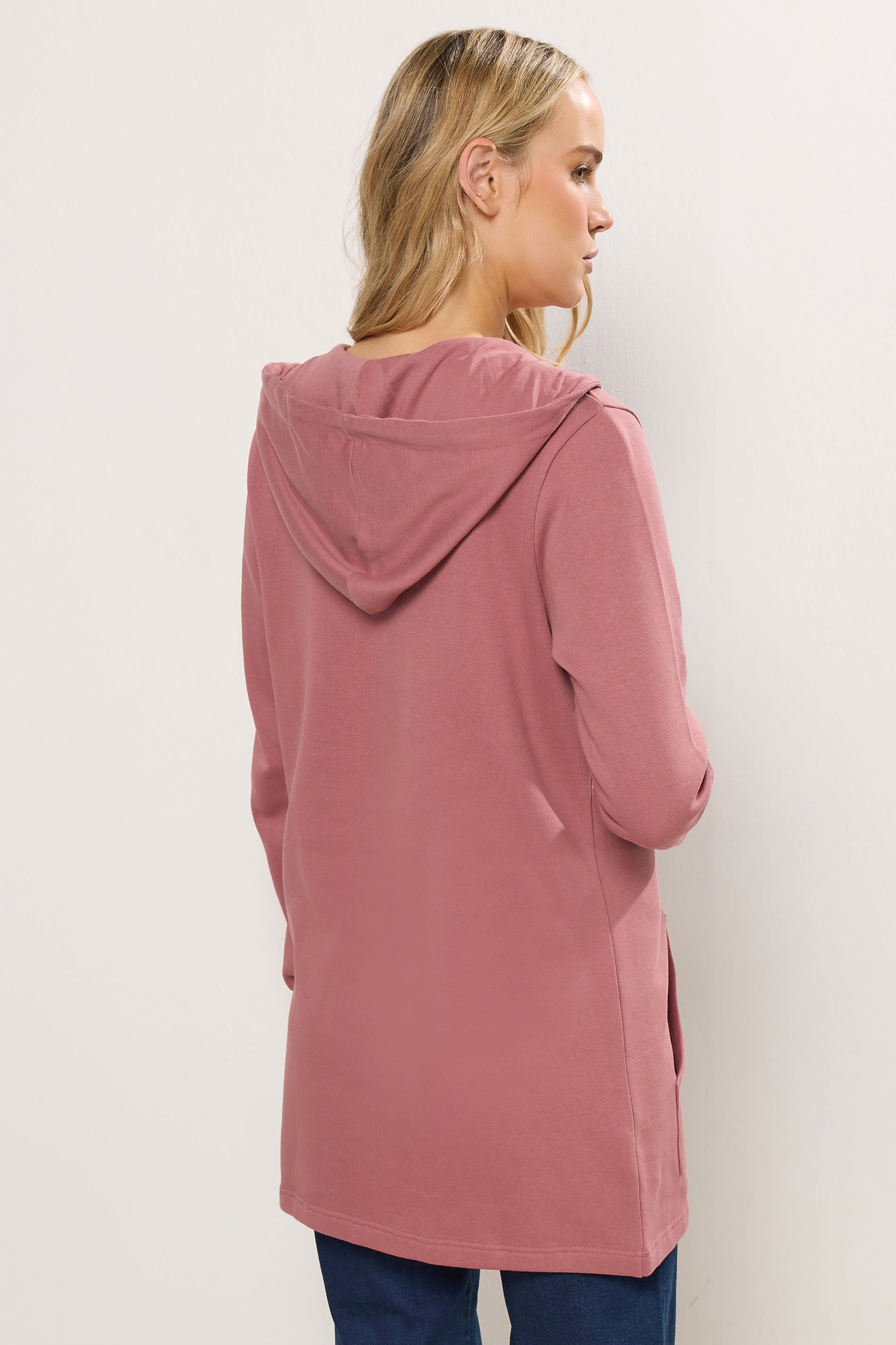 LTS Tall Women's Pink Cotton Longline Hoodie | Long Tall Sally 3