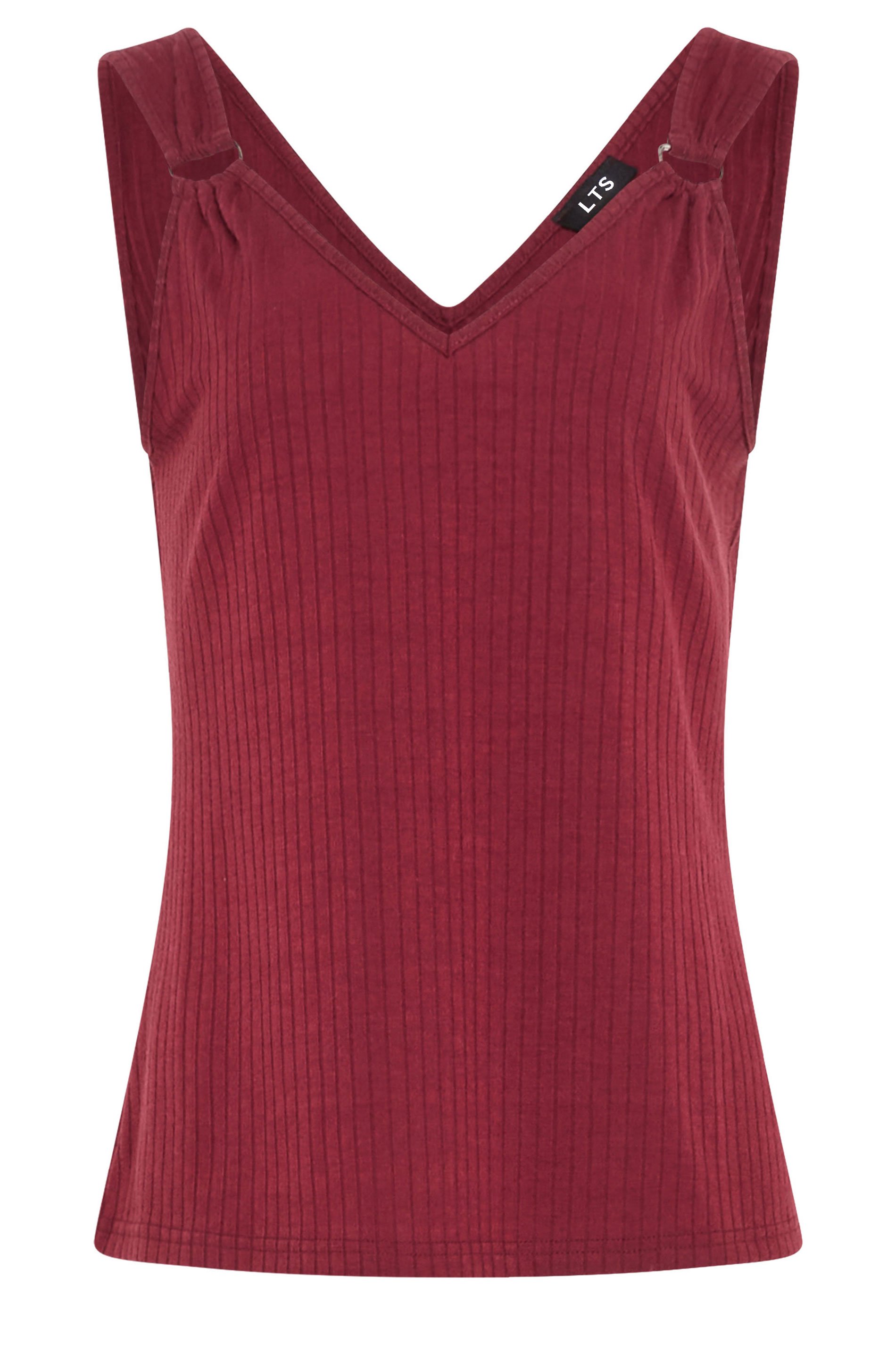 LTS Tall Burgundy Red Ribbed Vest Top | Long Tall Sally 5