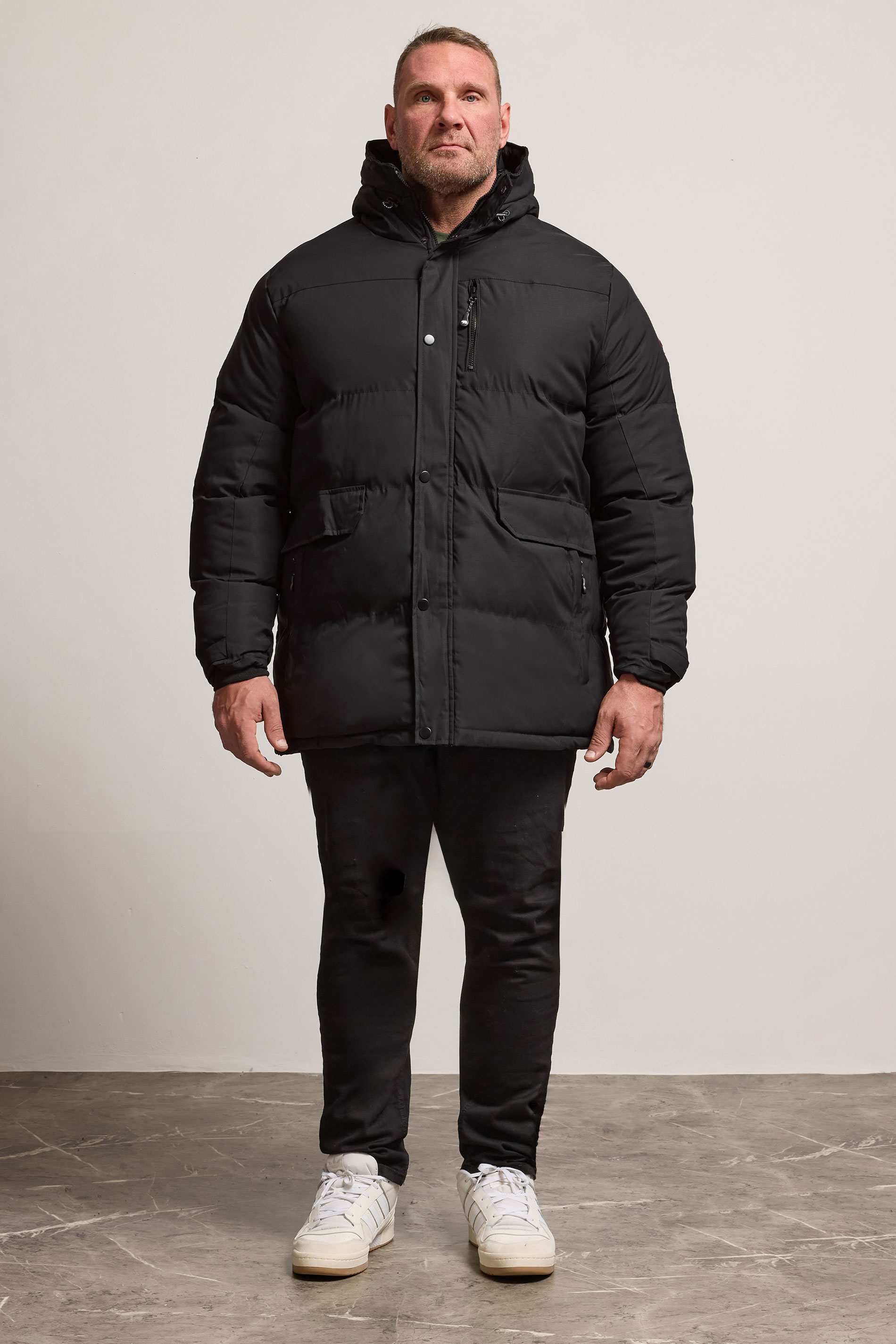 D555 Big & Tall Black Quilted Padded Jacket | BadRhino 3