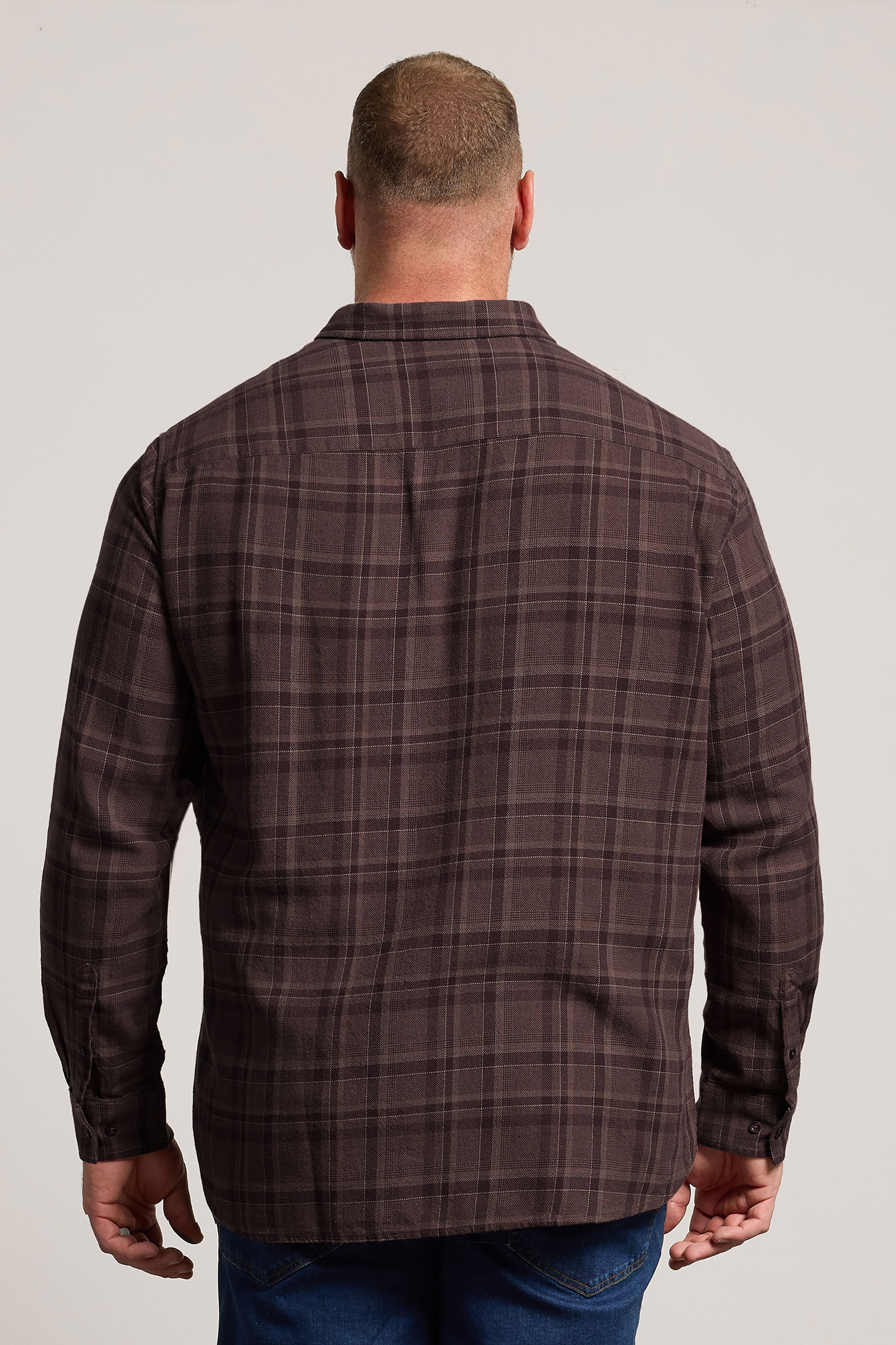 BadRhino Big & Tall Burgundy Red Check Long Sleeve Shirt | BadRhino 2