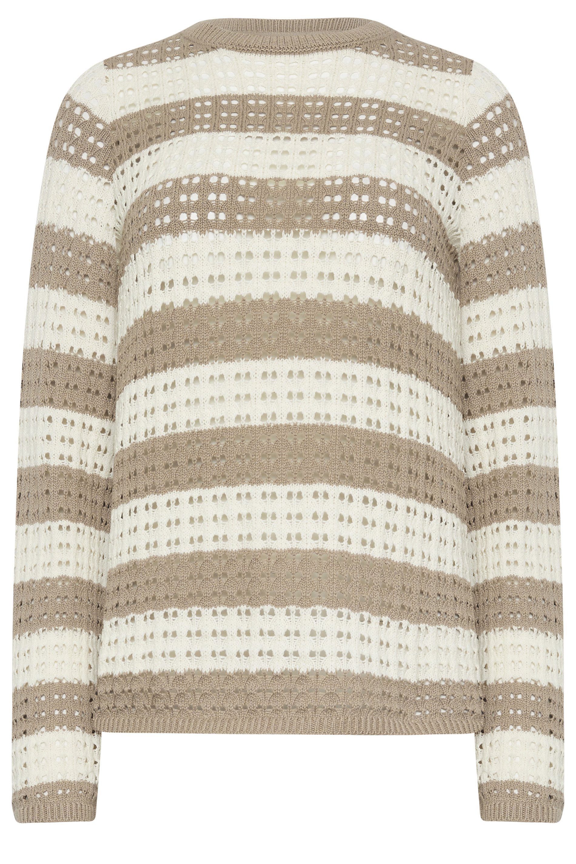 LTS Tall Womens Beige Brown & Ivory White Stripe Crochet Jumper | Long ...