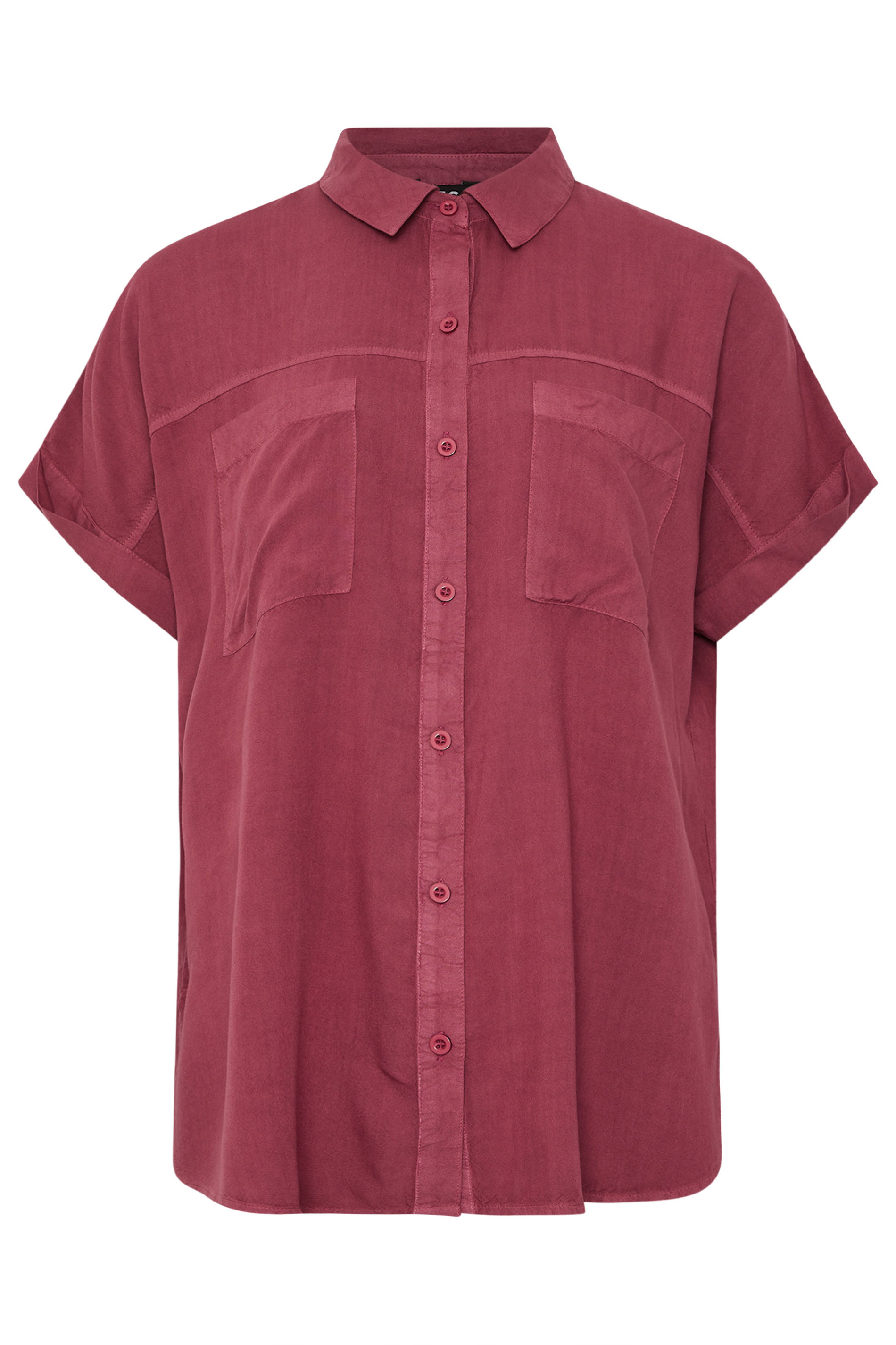 LTS Tall Berry Red Acid Wash Pocket Shirt | Long Tall Sally 7