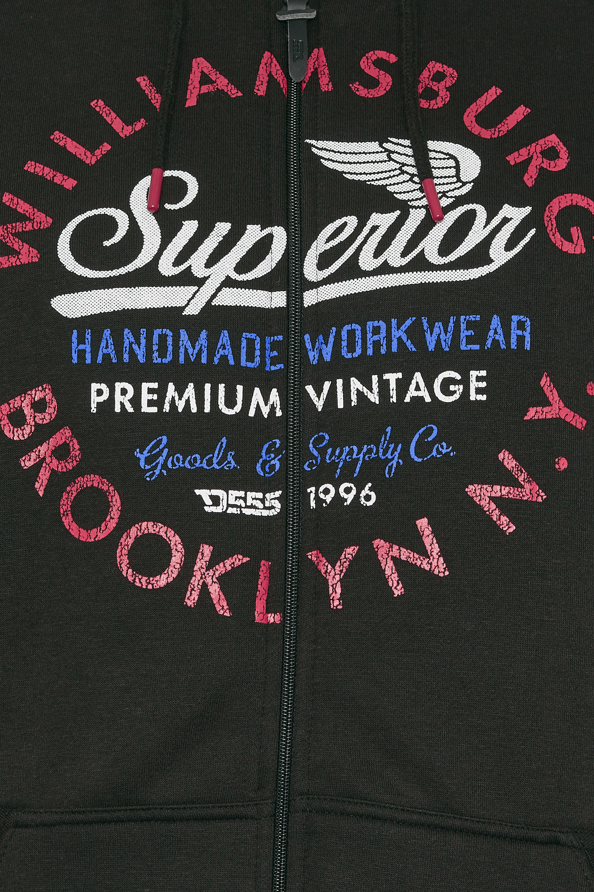 D555 Big & Tall Black 'Brooklyn N.Y.' Zip Through Hoodie | BadRhino 6