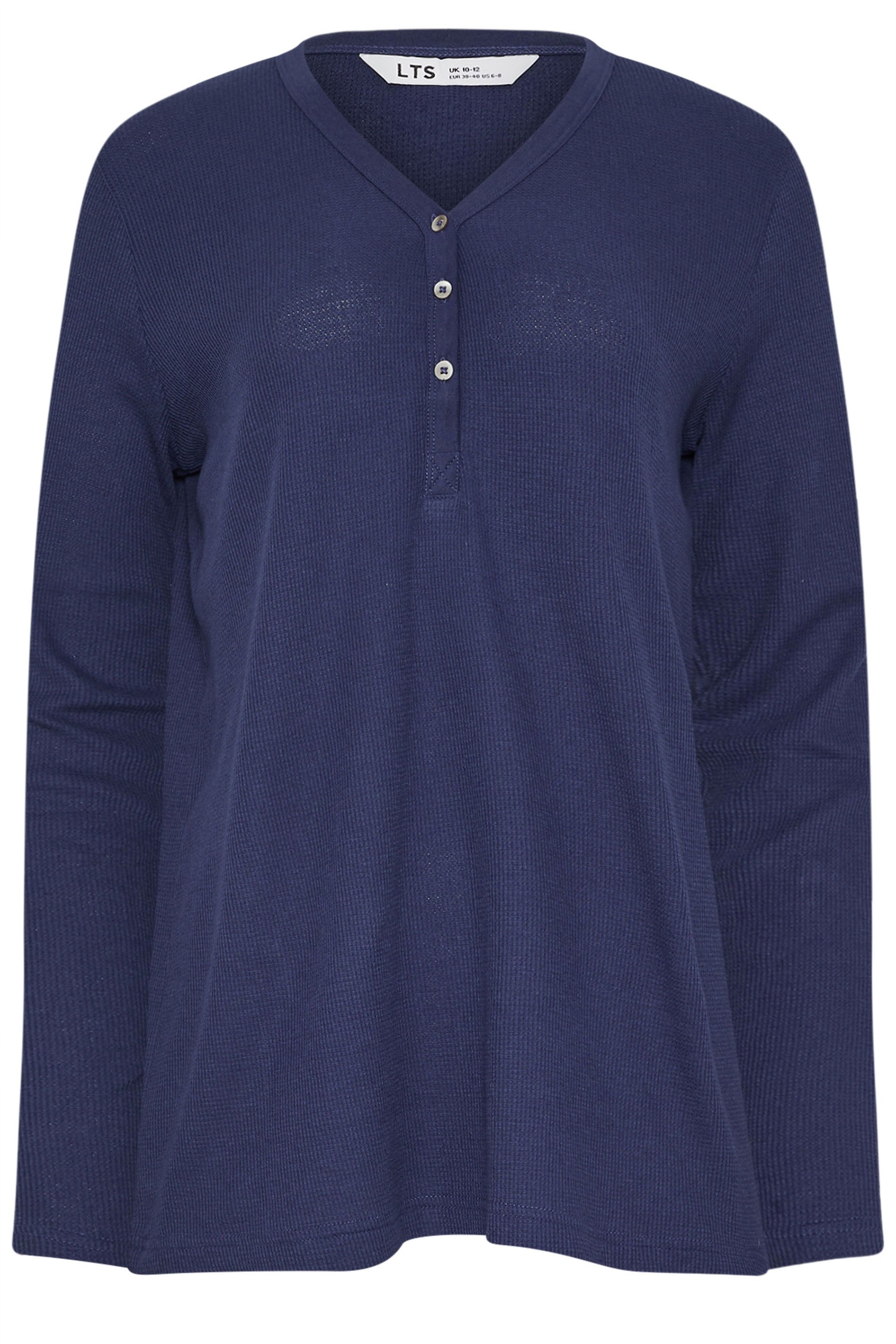 LTS Tall Blue Cotton Waffle Pyjama Top | Long Tall Sally 7