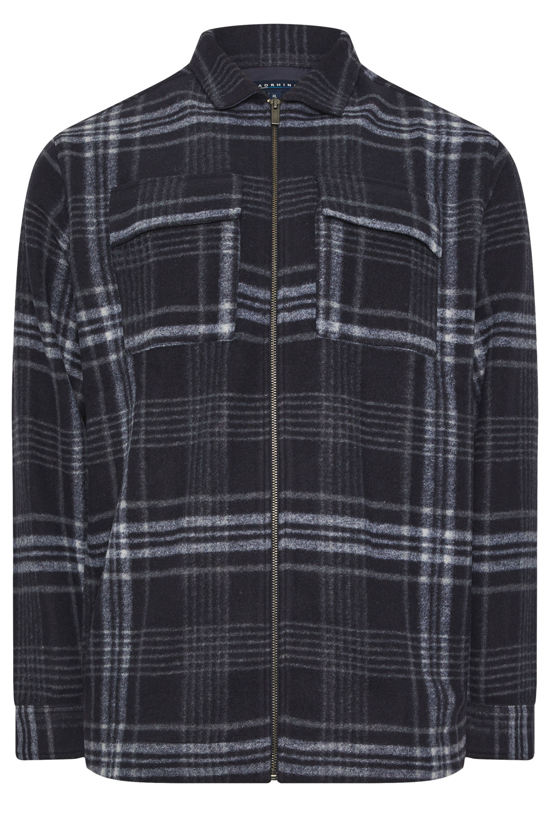 BadRhino Big & Tall Blue Check Print Zip Through Overshirt | BadRhino 6