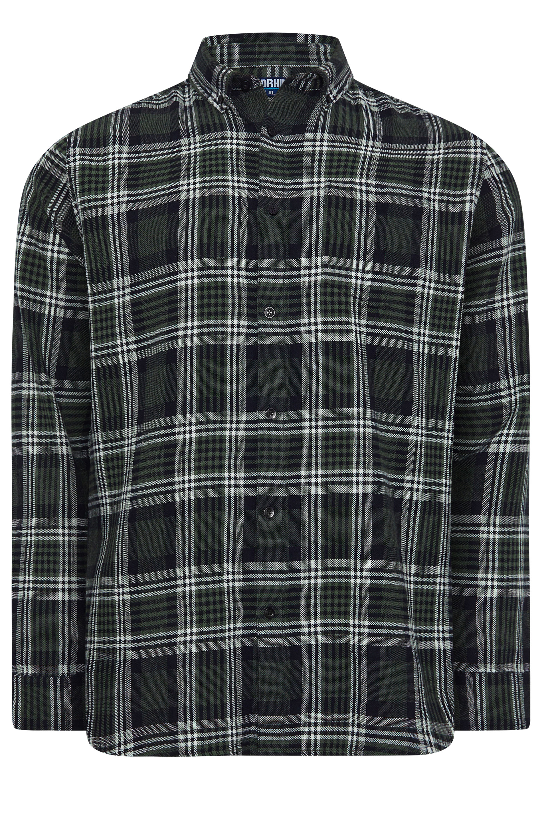 BadRhino Big & Tall Green Check Long Sleeve Shirt | BadRhino 5