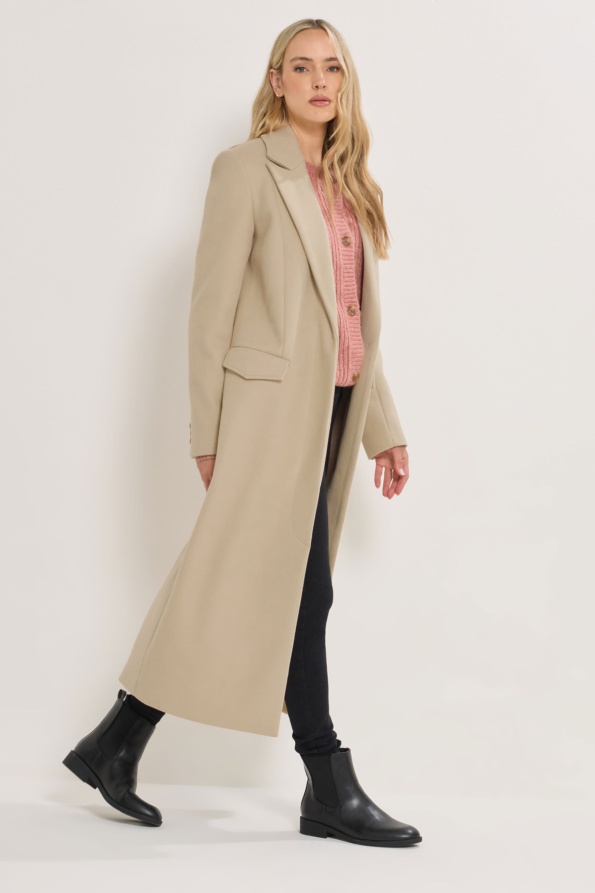 LTS Tall Natural Brown Longline Maxi Coat | Long Tall Sally 2