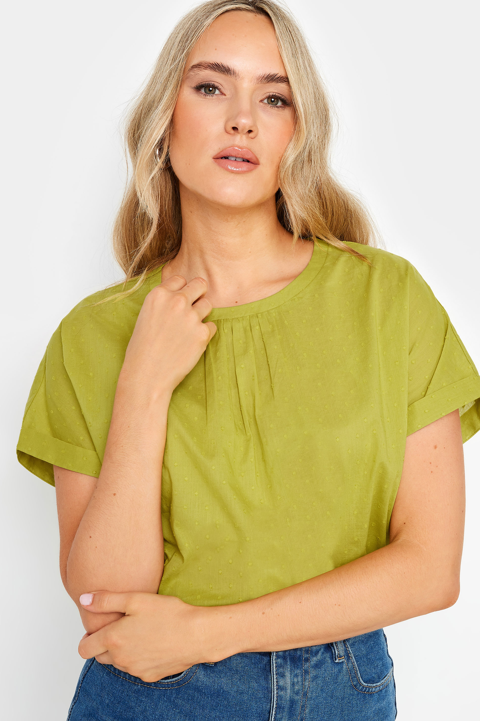 LTS Tall Green Short Sleeve Dobby Top | Long Tall Sally 4