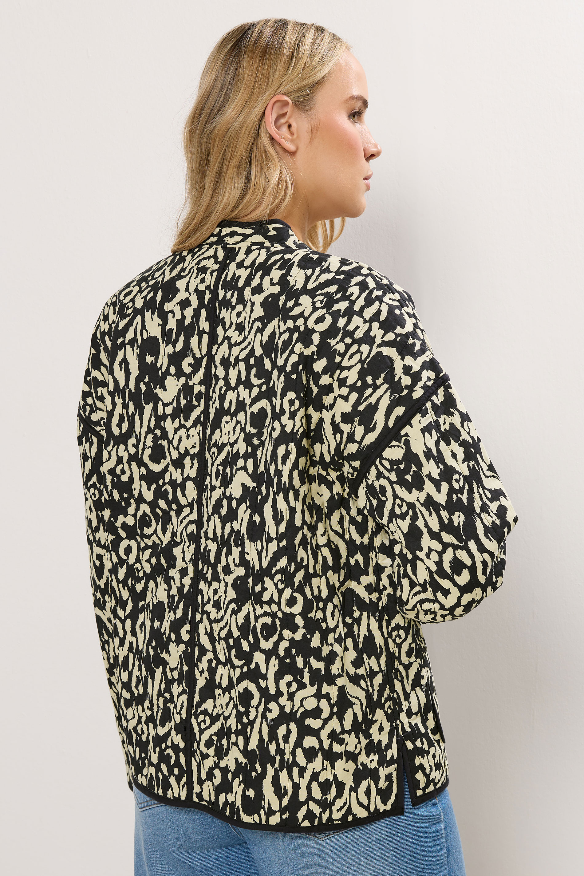 LTS Tall Black Abstract Quilted Jacket | Long Tall Sally 3