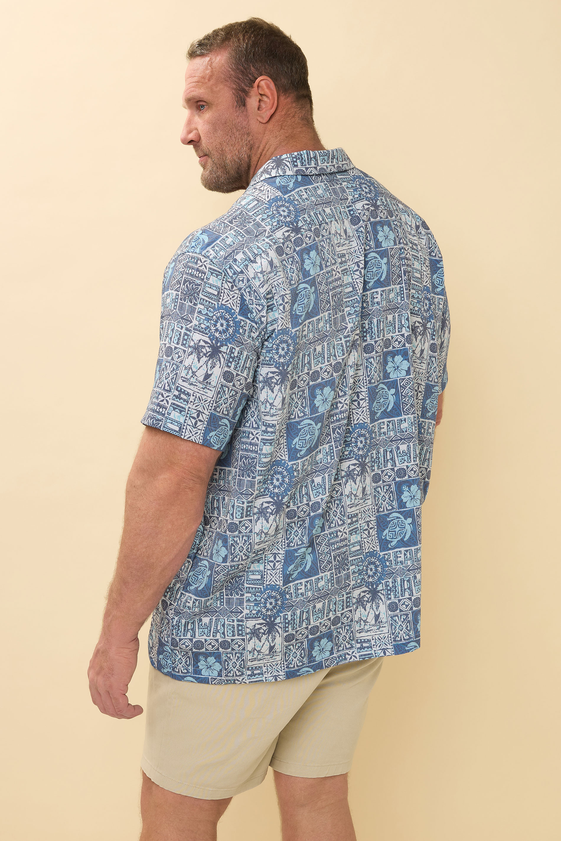 BadRhino Big & Tall Navy Blue Turtle Print Seersucker Shirt | BadRhino 4