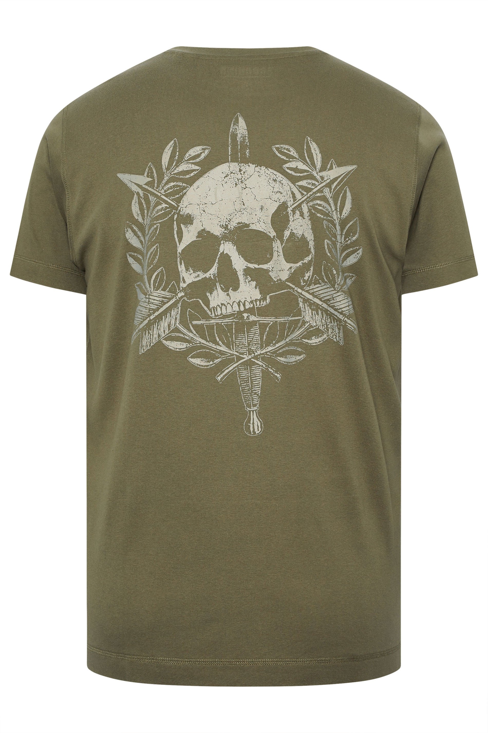 BadRhino Big & Tall Olive Green Skull Emblem Graphic T-Shirt | BadRhino 9