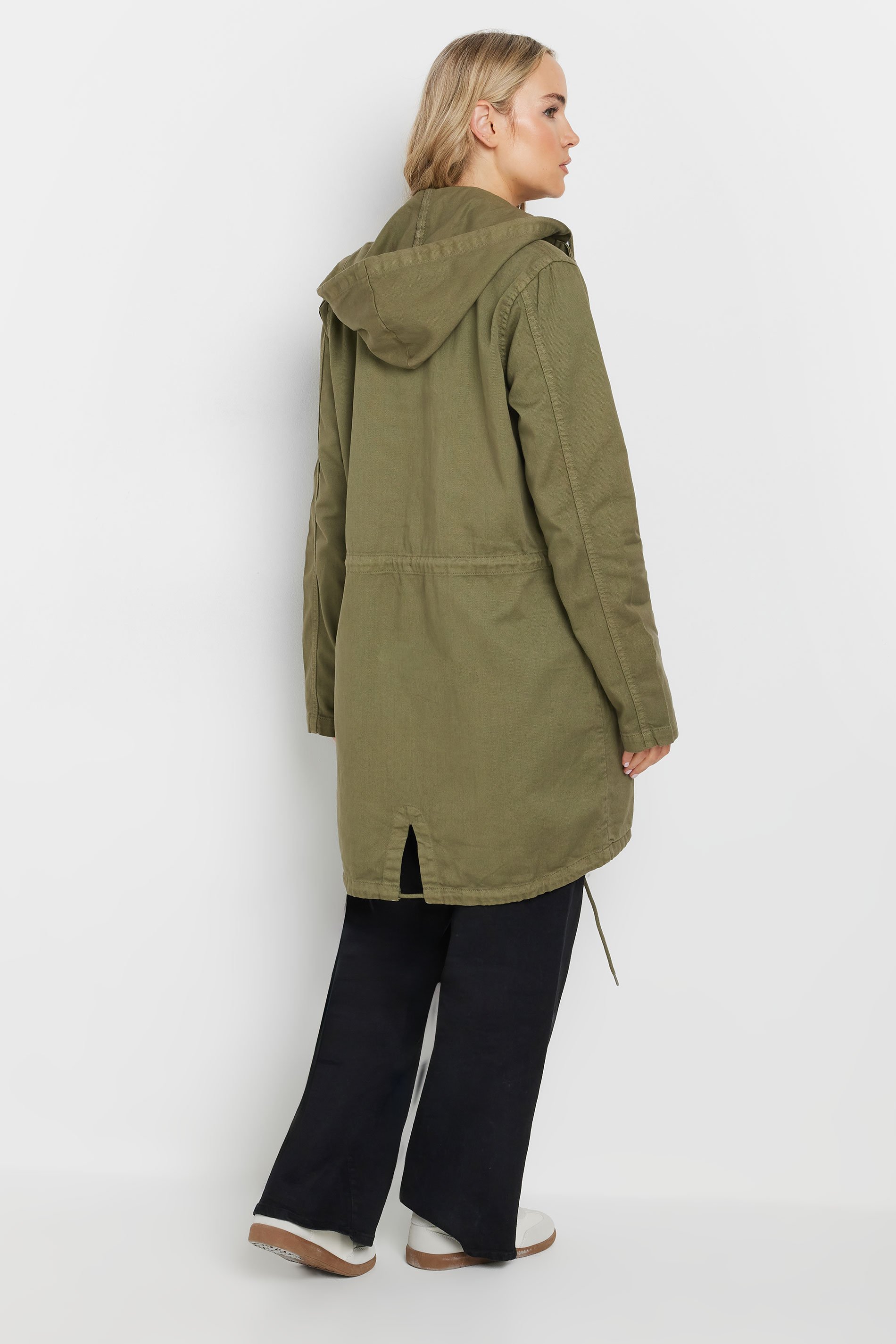 LTS Tall Women's Khaki Green Twill Hooded Parka Coat | Long Tall Sally 4