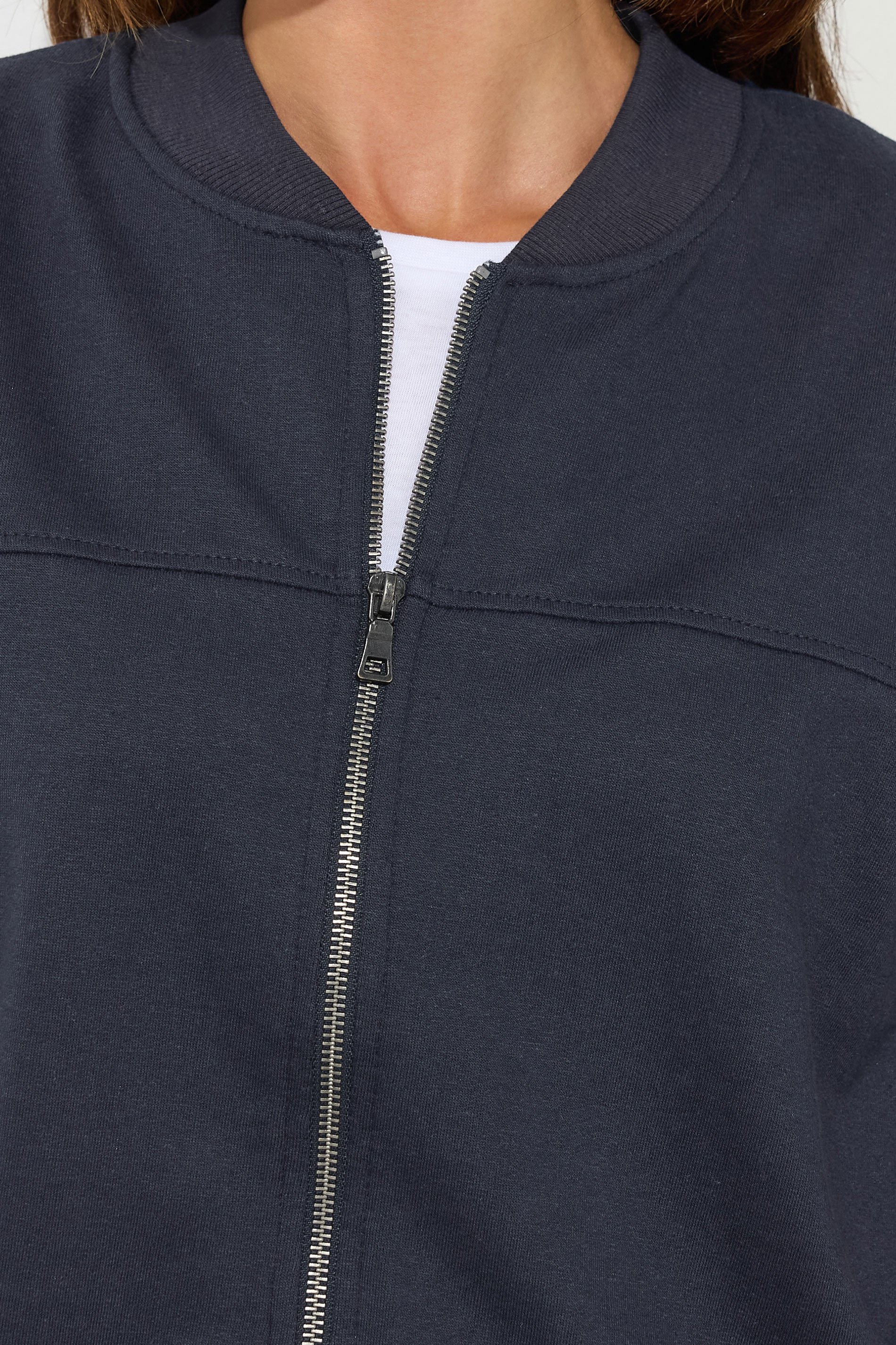 LTS Tall Navy Blue Jersey Bomber Jacket | Long Tall Sally 7