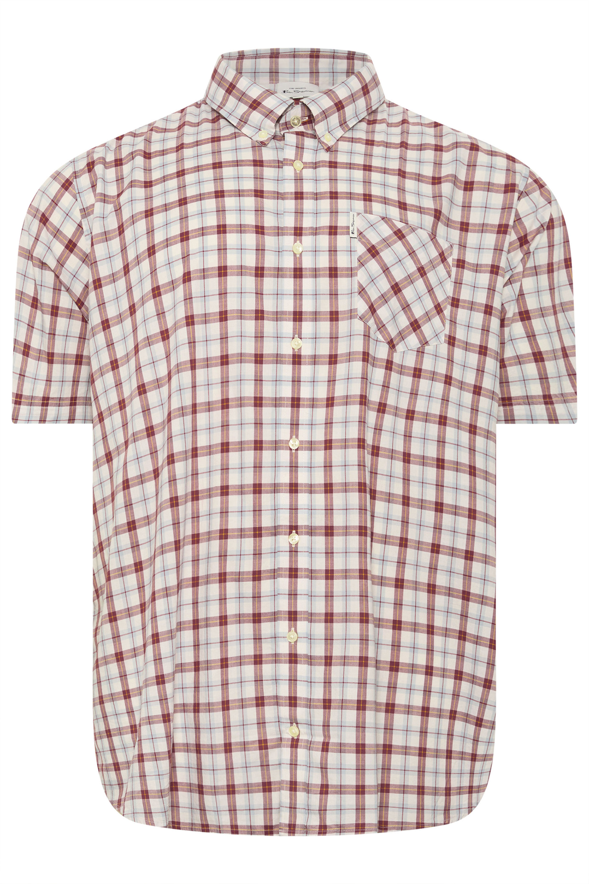 BEN SHERMAN Big & Tall Maroon Red Check Print Shirt | BadRhino 1