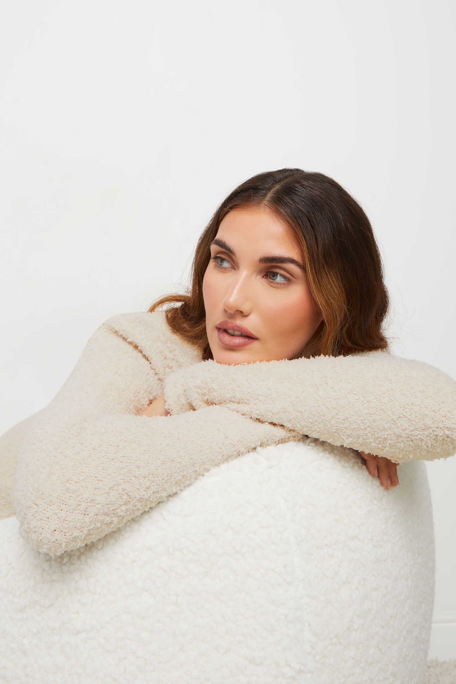 LTS Tall Cream Fluffy Fleece Cardigan | Long Tall Sally 4