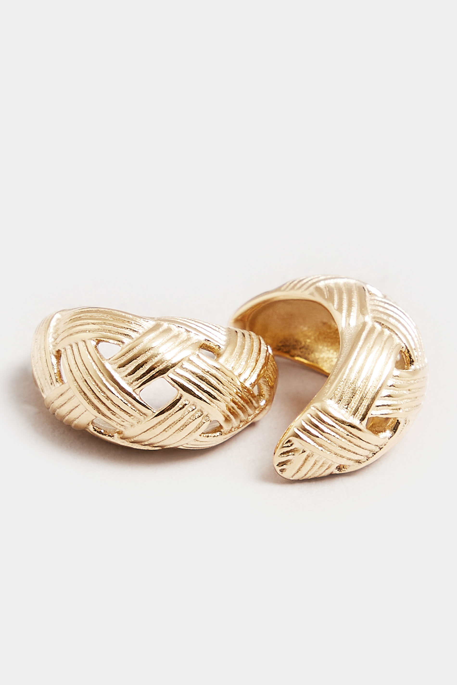 Gold Tone Stainless Steel Lattice Earrings | Yours Clothing 3