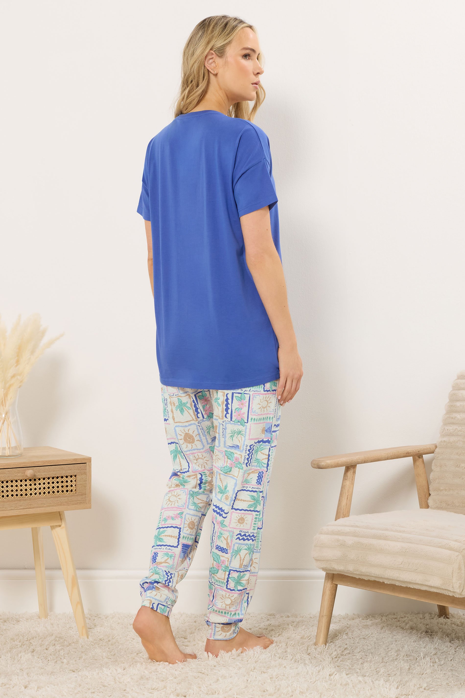 LTS Tall Women's Blue 'Dreaming Of The Sea' Slogan Pyjama Set | Long Tall Sally 3