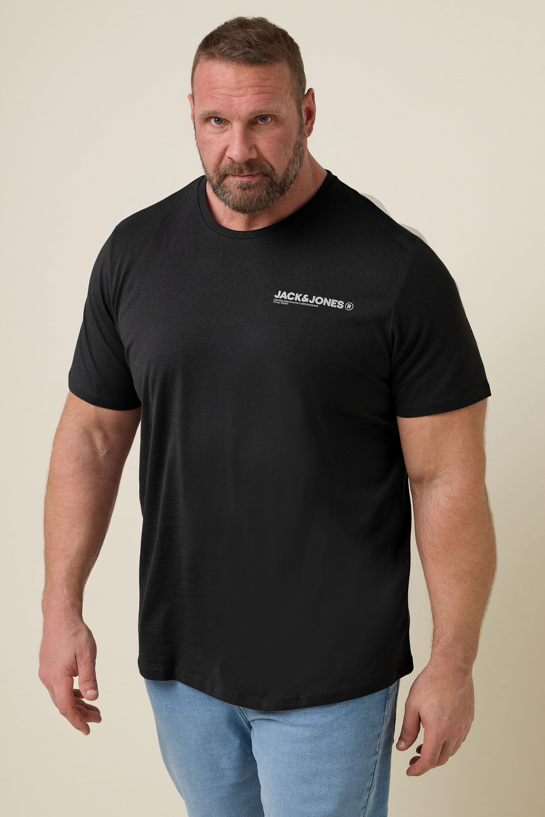 JACK & JONES Big & Tall 2 PACK Black & Grey Hawaii T-Shirts | BadRhino 2