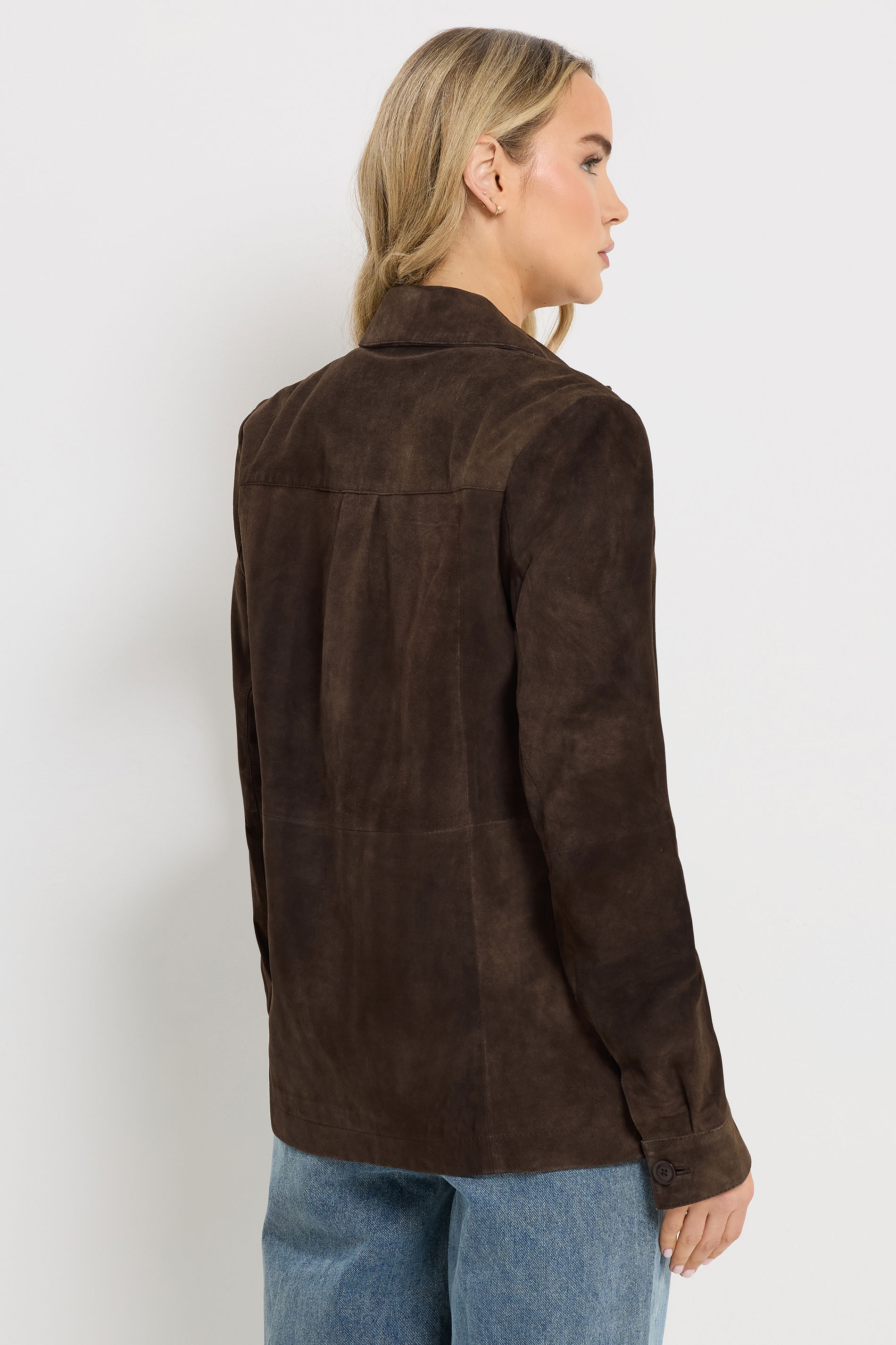 LTS PREMIUM Tall Women's Chocolate Brown Suede Jacket | Long Tall Sally 4