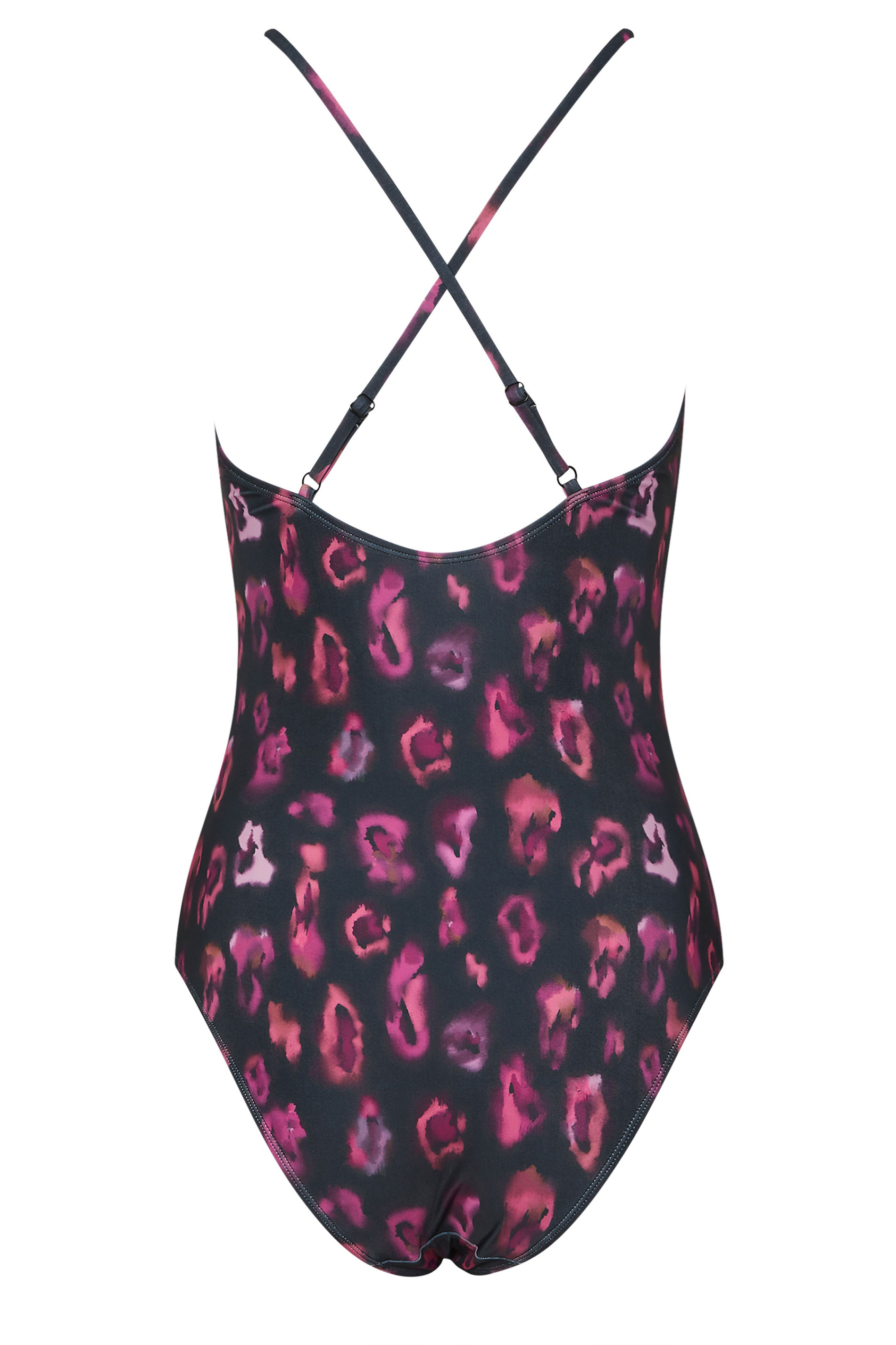LTS Tall Womens Black & Pink Ombre Animal Print Swimsuit | Long Tall Sally 6