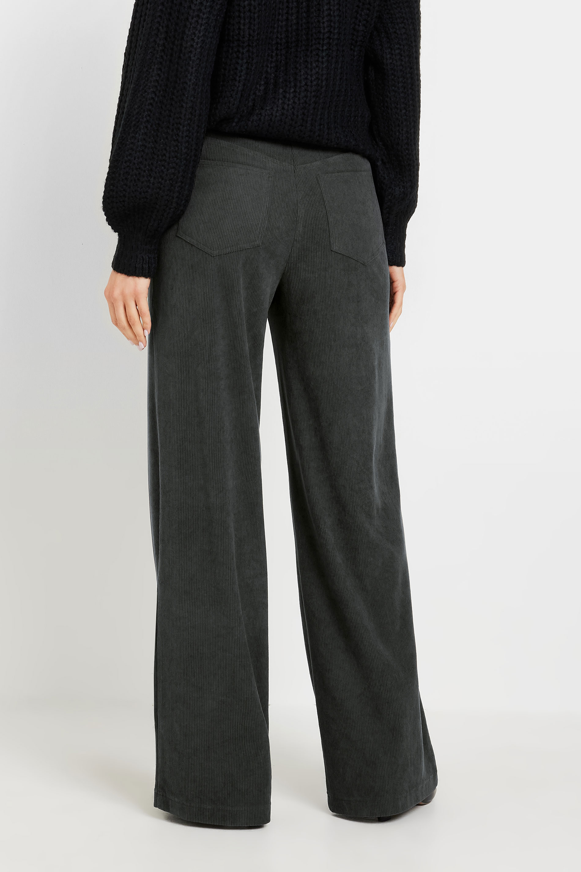 LTS PREMIUM Tall Charcoal Grey Cord Wide Leg Jeans | Long Tall Sally 4