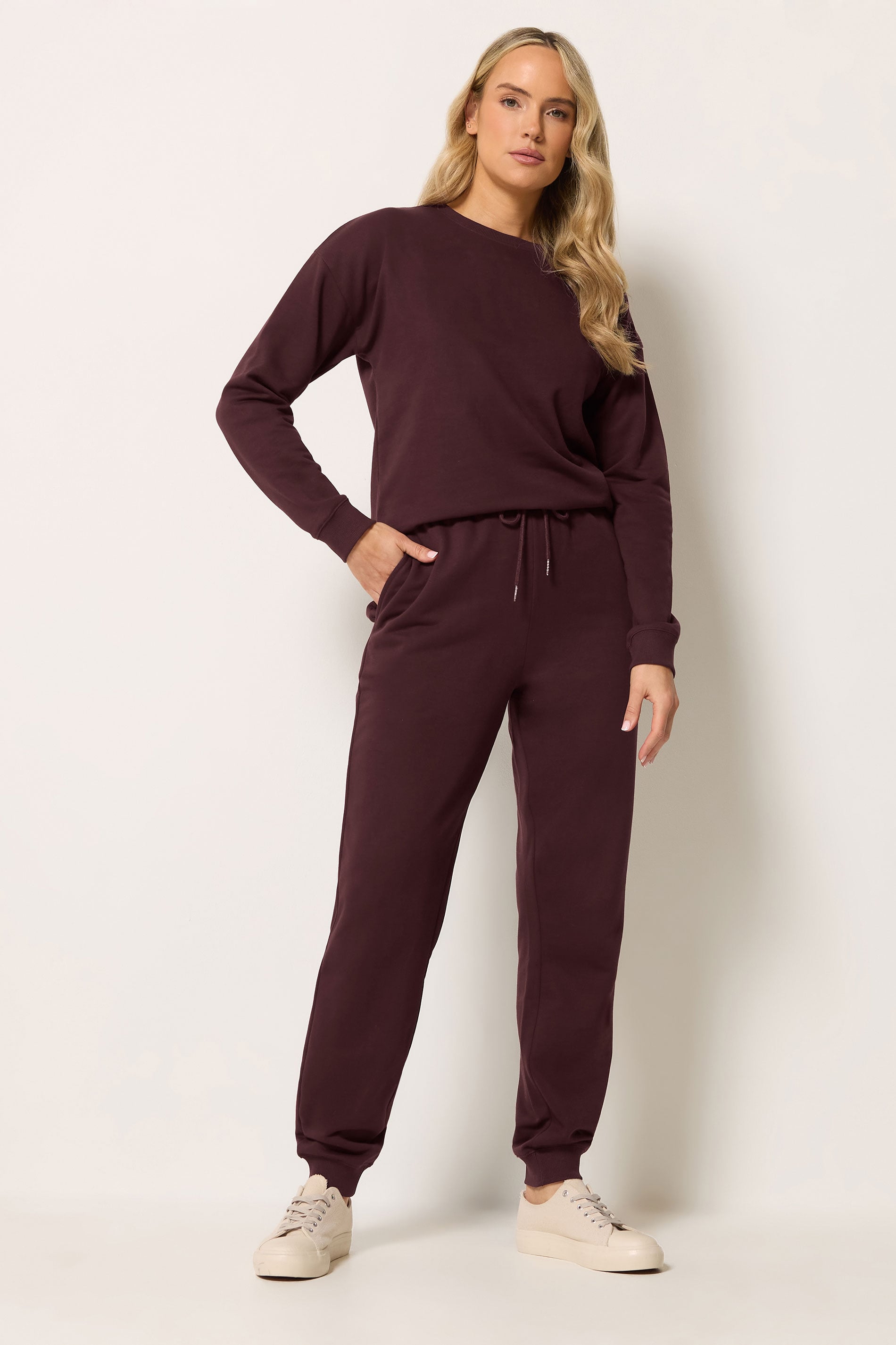 LTS Tall Women's Dark Cherry Red Cuffed Joggers | Long Tall Sally 3