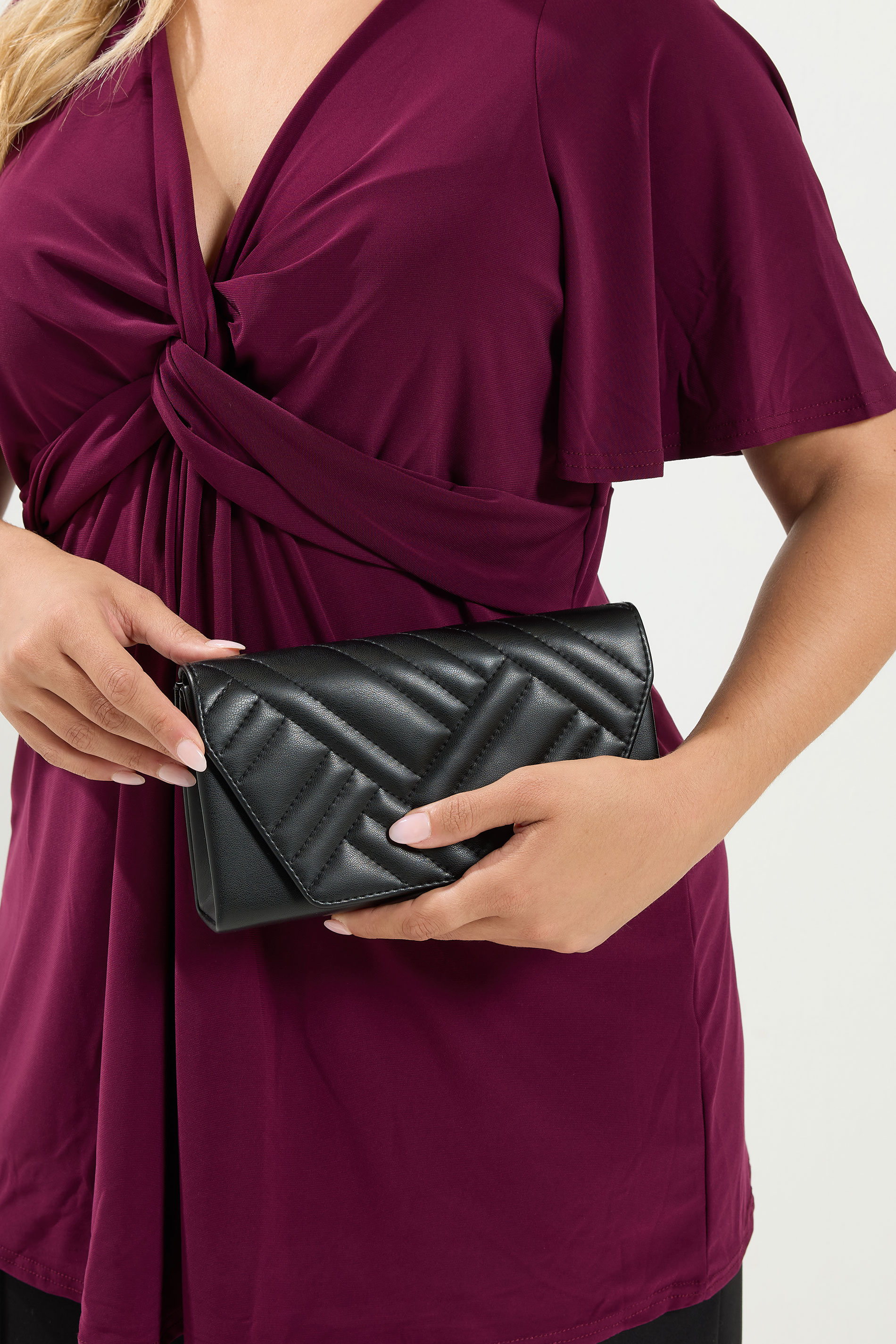 Black Chevron Clutch Bag | Yours Clothing 3