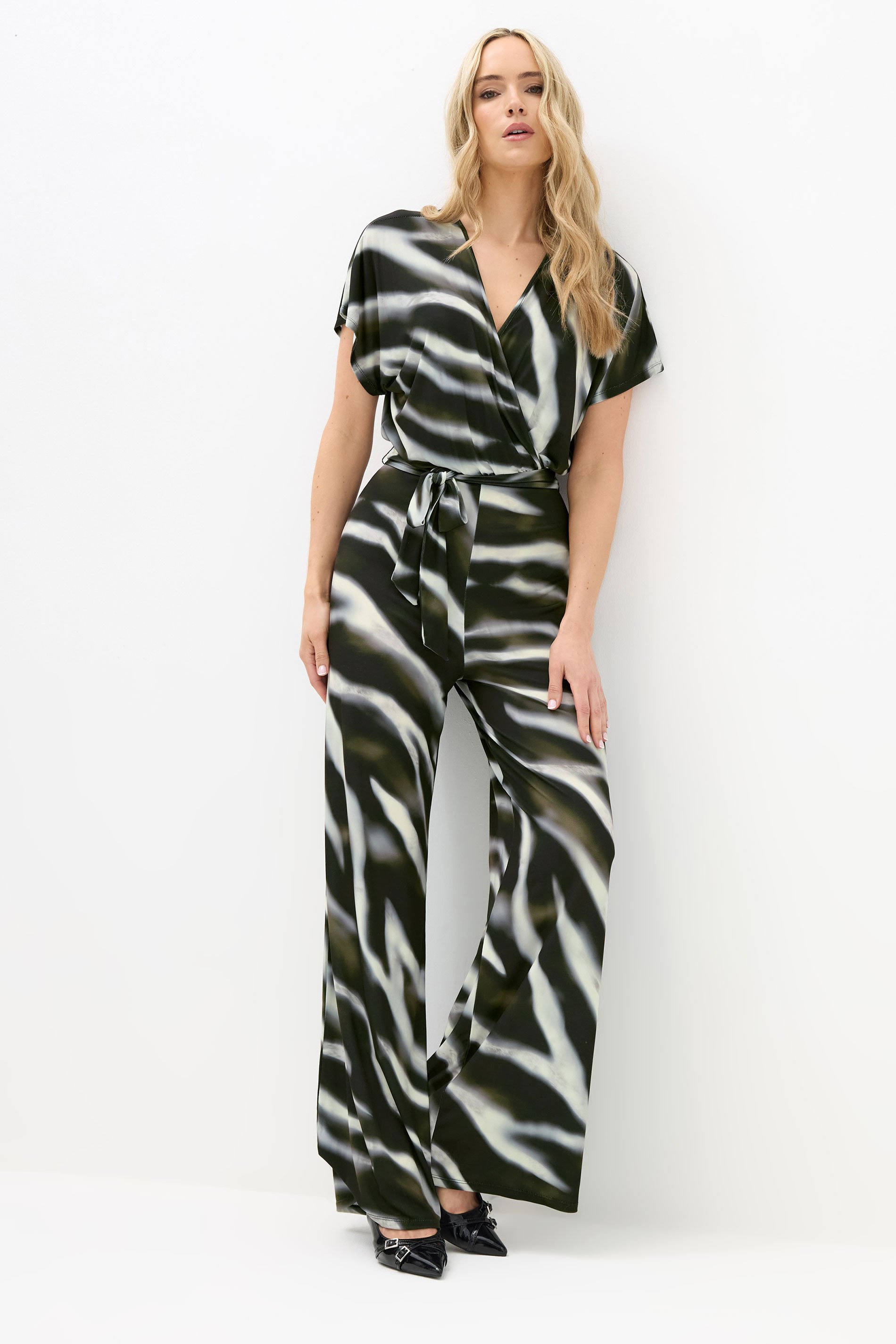 LTS Tall Black Abstract Wrap Jumpsuit | Long Tall Sally 2