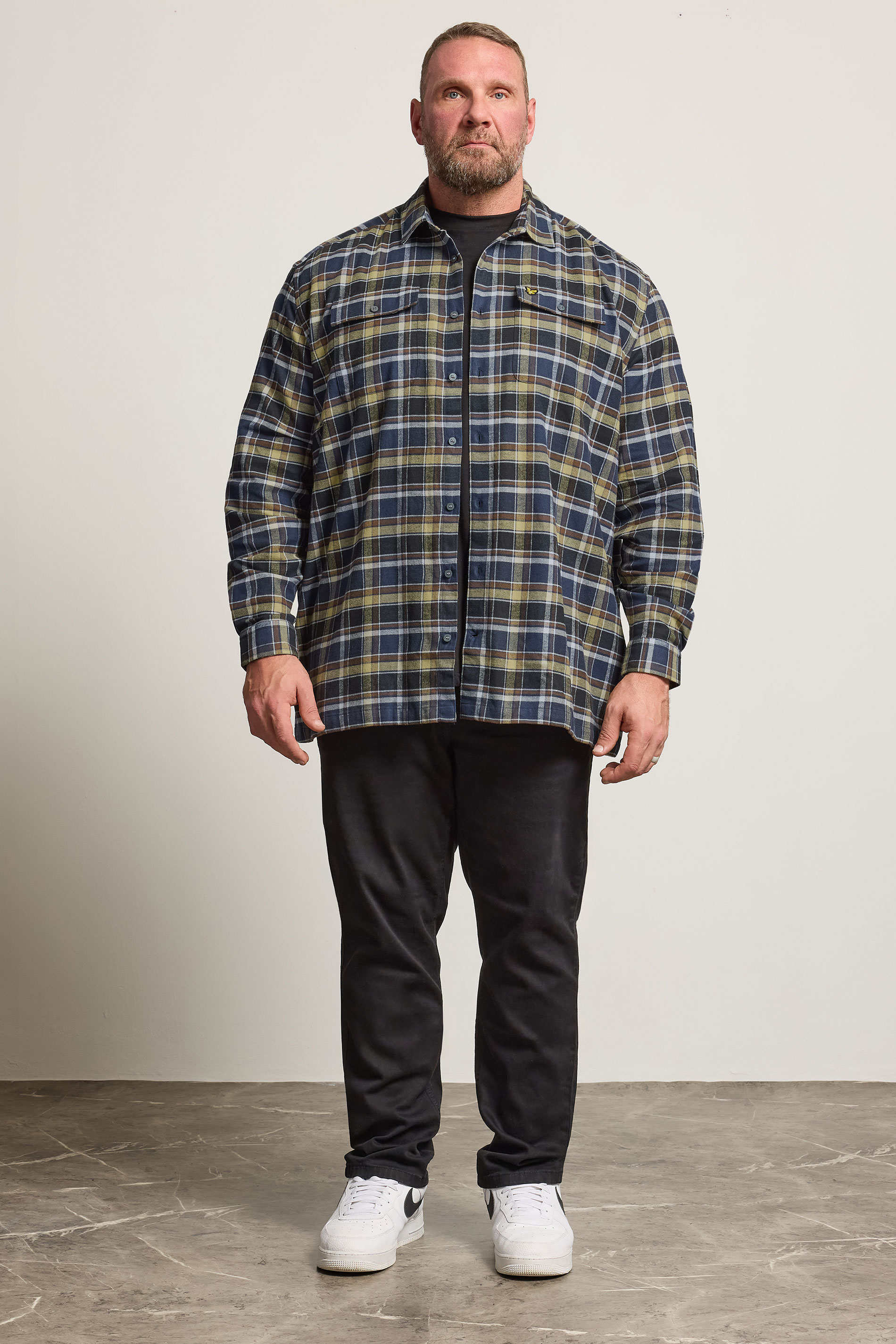 LYLE & SCOTT Big & Tall Blue & Green Brushed Cotton Check Shirt | BadRhino 2