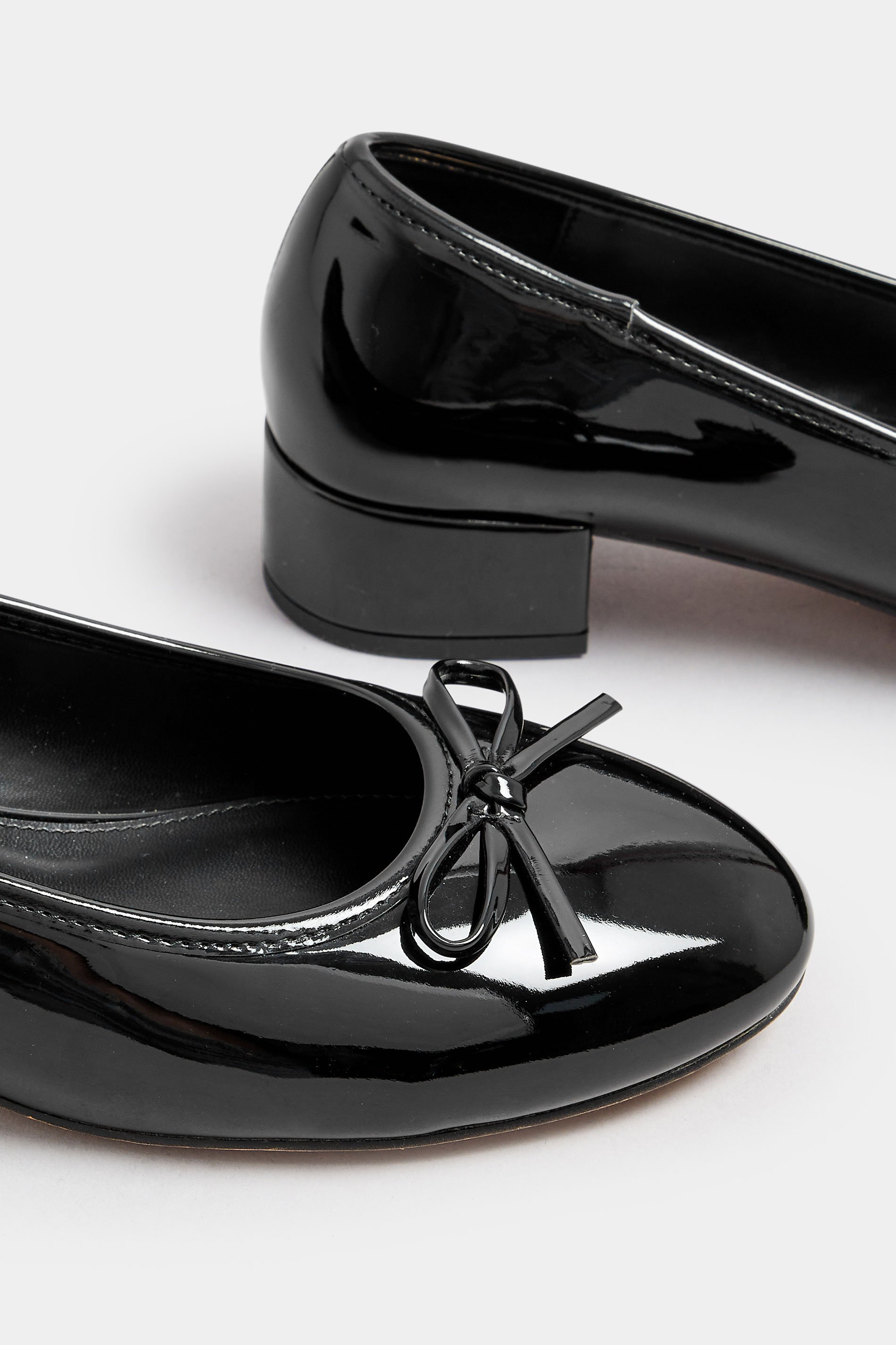 LTS Black Patent Heeled Ballet Pumps In Standard Fit | Long Tall Sally 5