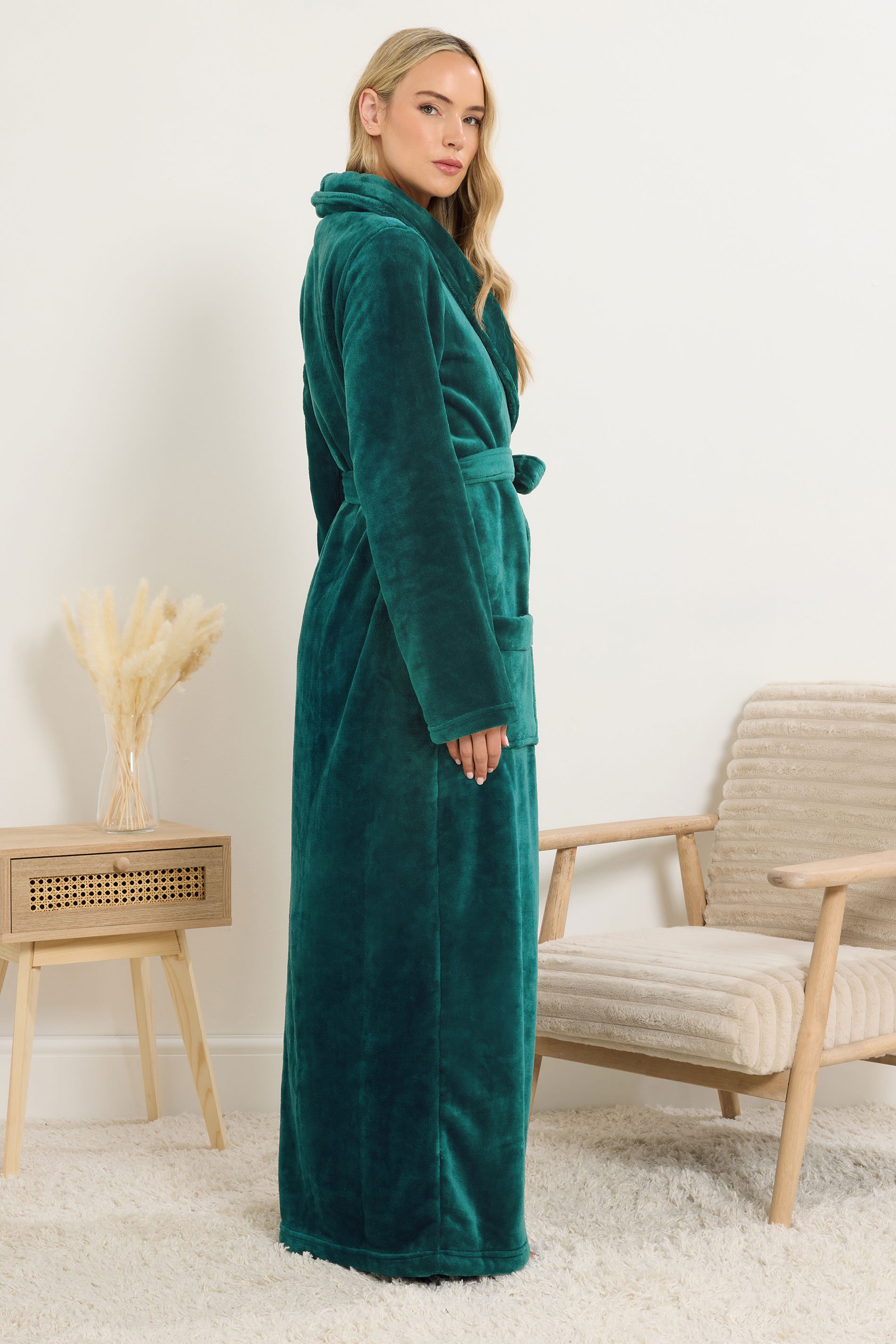 LTS Tall Teal Green Super Luxe Maxi Dressing Gown | Long Tall Sally 3