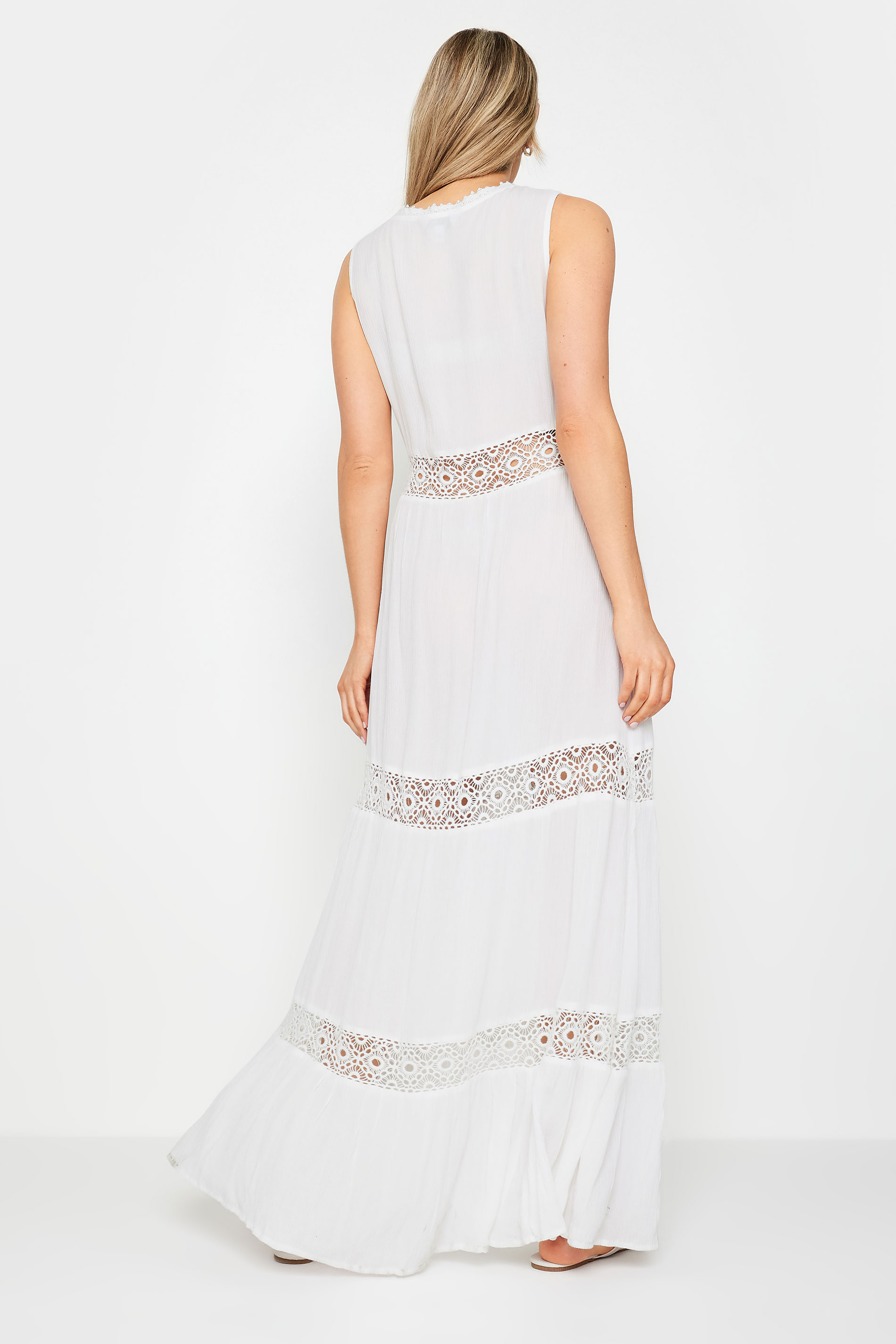LTS Tall Womens White Crochet Maxi Dress | Long Tall Sally 3