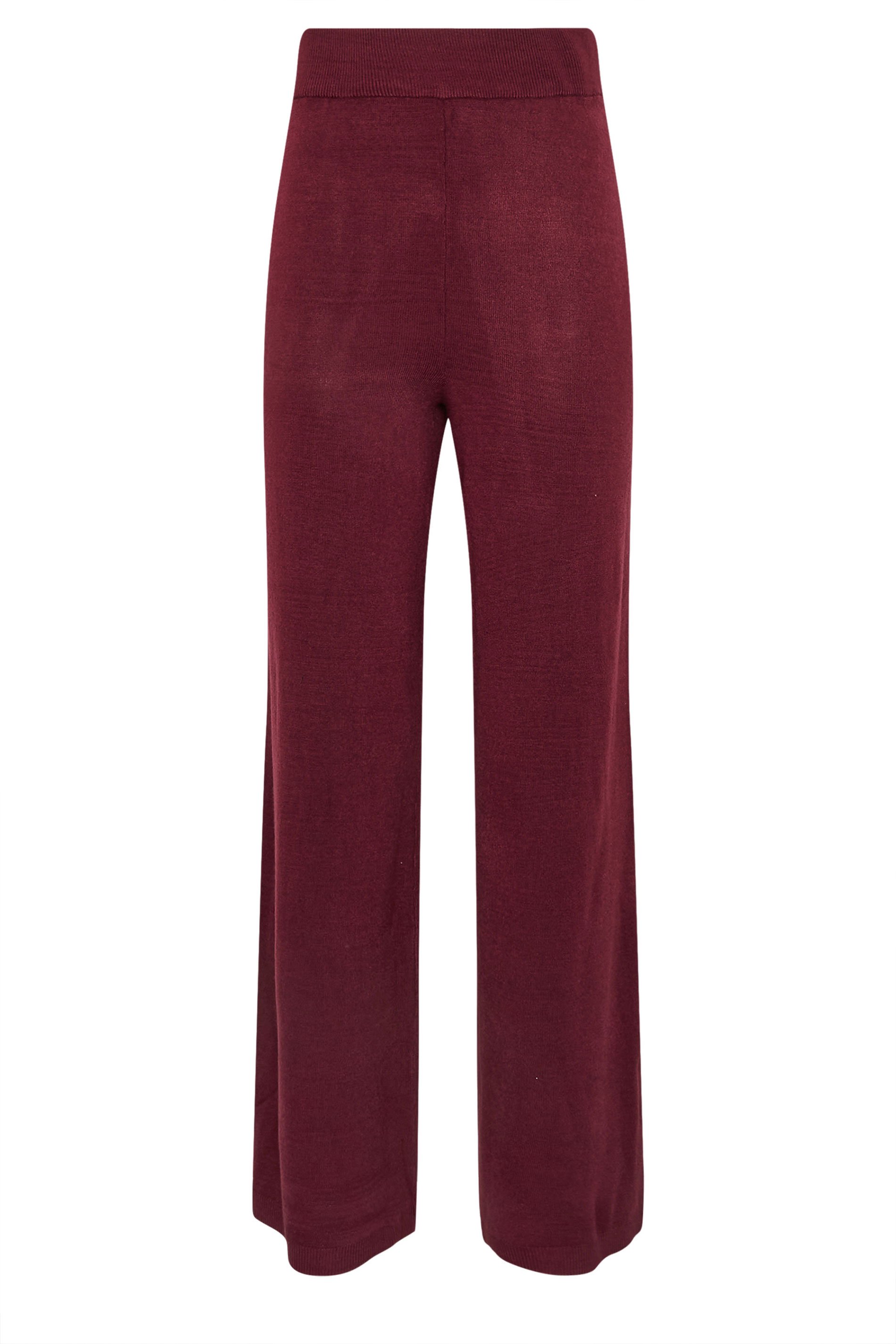 LTS Tall Burgundy Red Knitted Wide Leg Trousers | Long Tall Sally 5