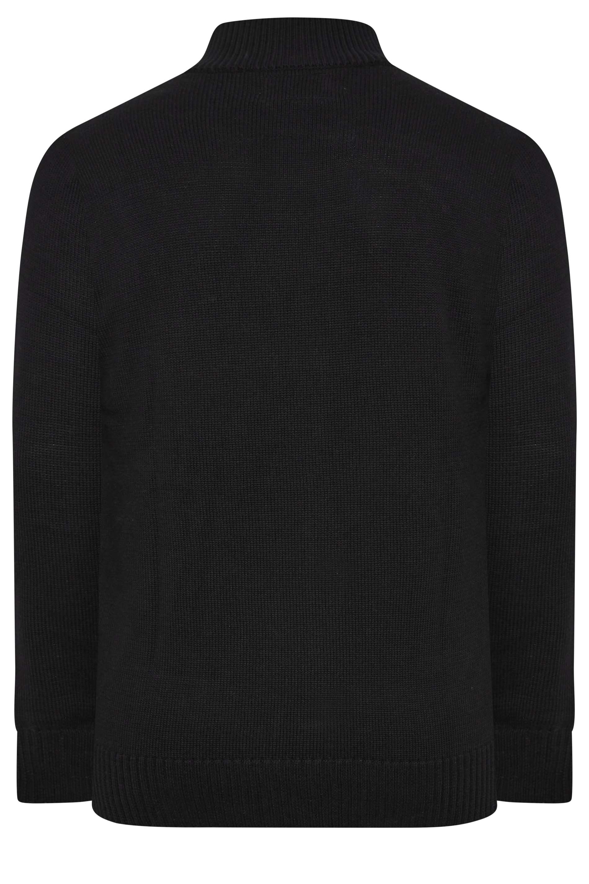 KAM Big & Tall Black Cable Knit Cardigan | BadRhino 4