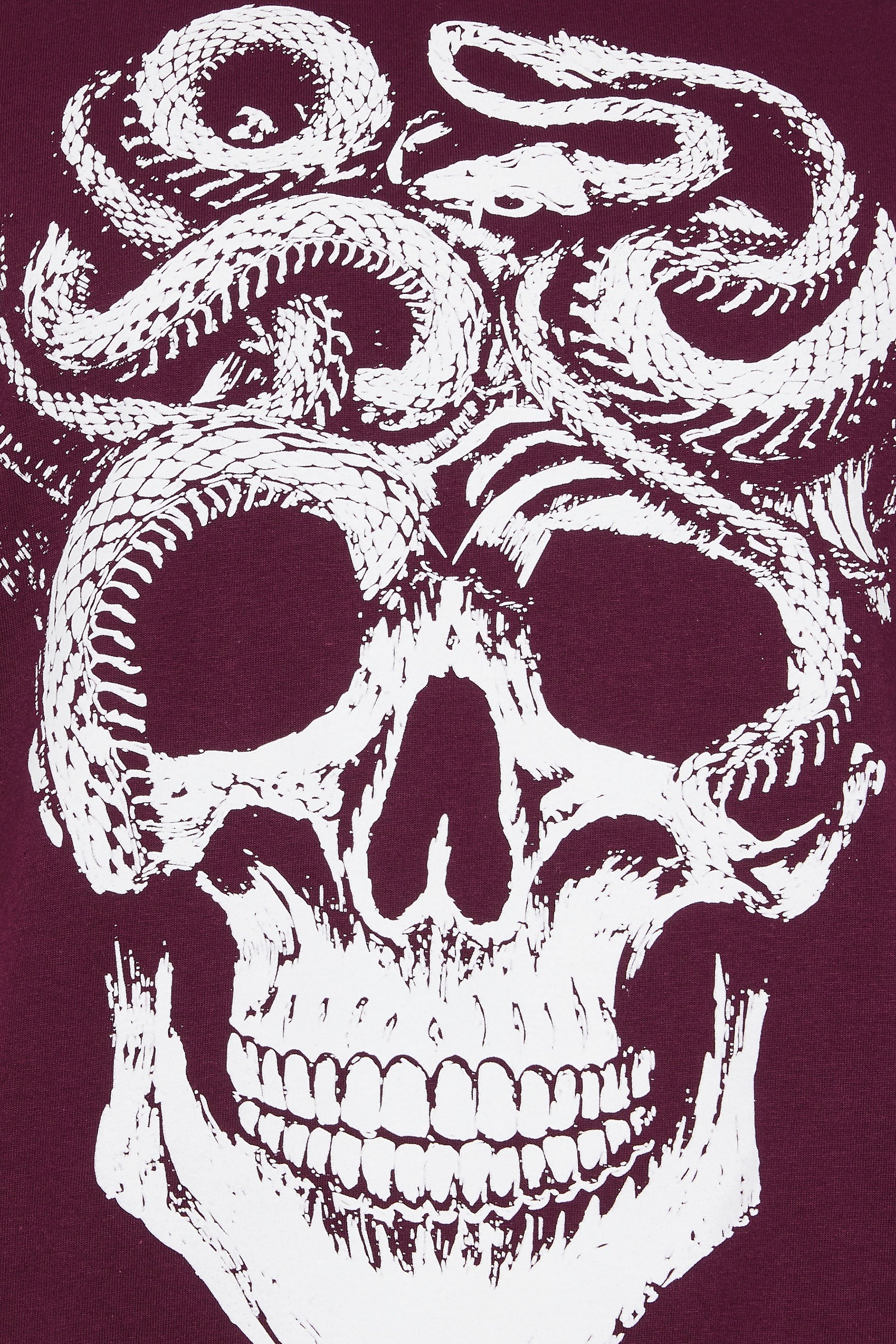 BadRhino Big & Tall Burgundy Red Skull & Snake Graphic T-Shirt | BadRhino 5