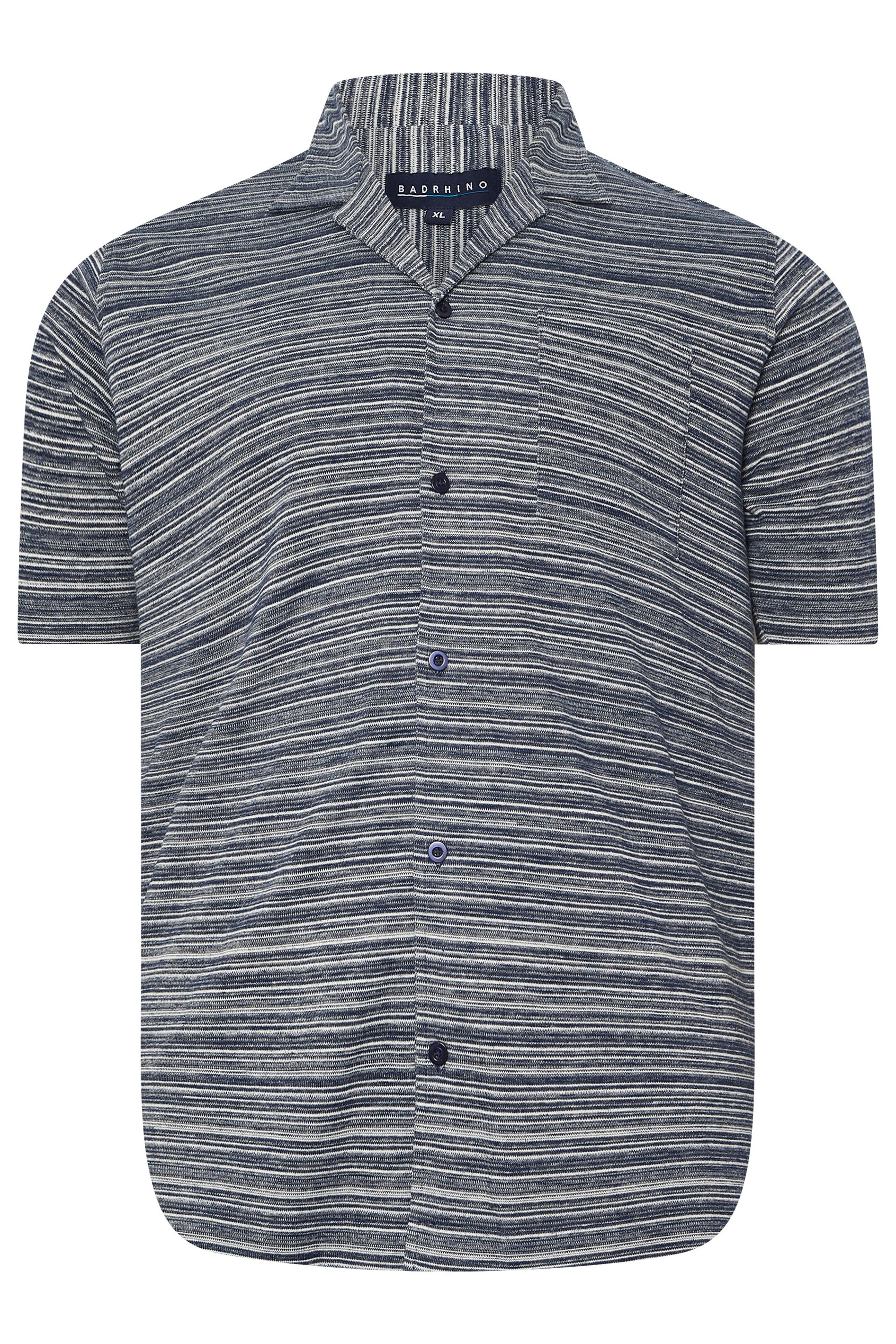 BadRhino Big & Tall Blue Jacquard Stripe Jersey Revere Shirt | BadRhino 7