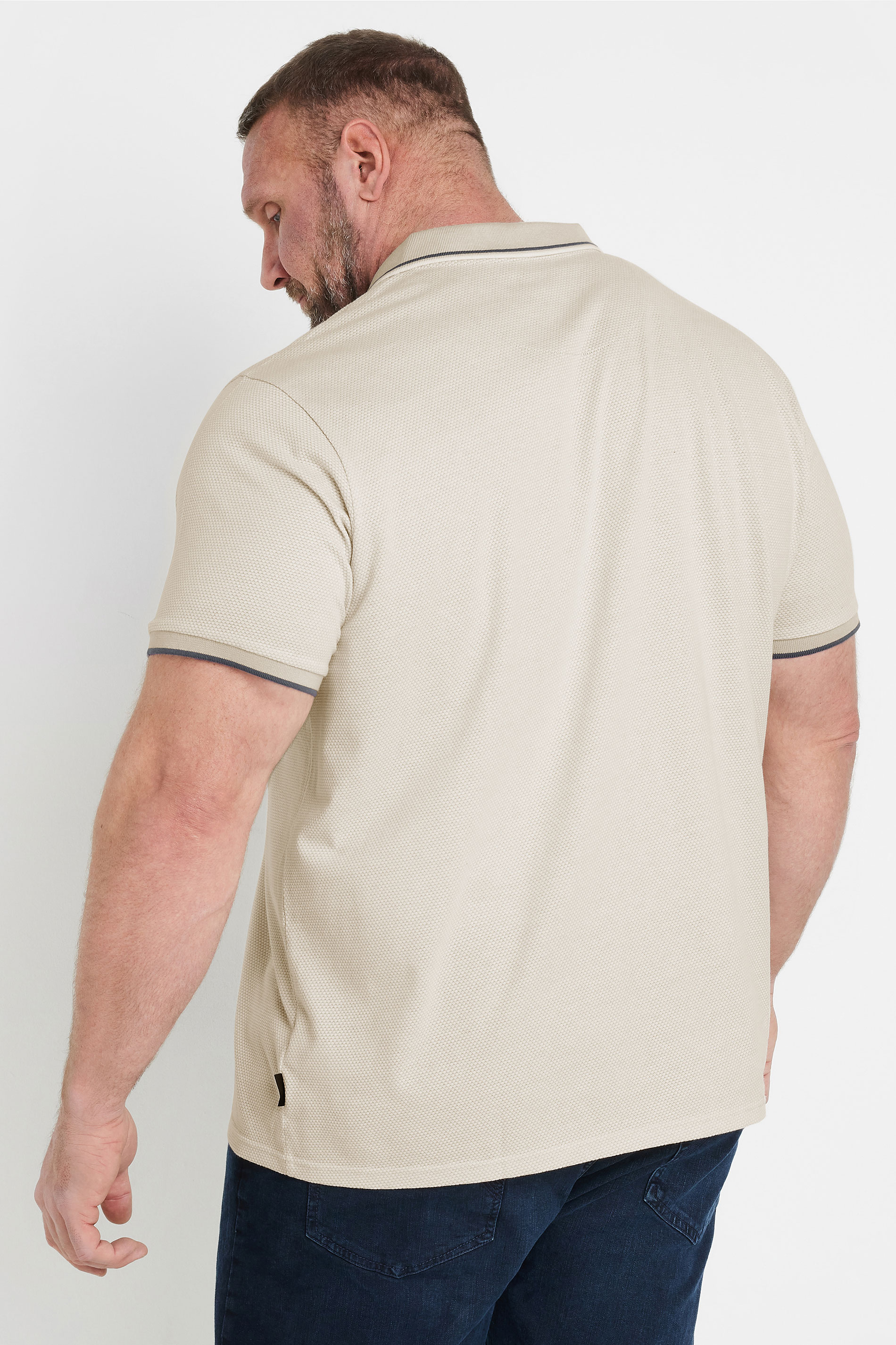 BadRhino Big & Tall Beige Brown Textured Waffle Polo Shirt | BadRhino 4