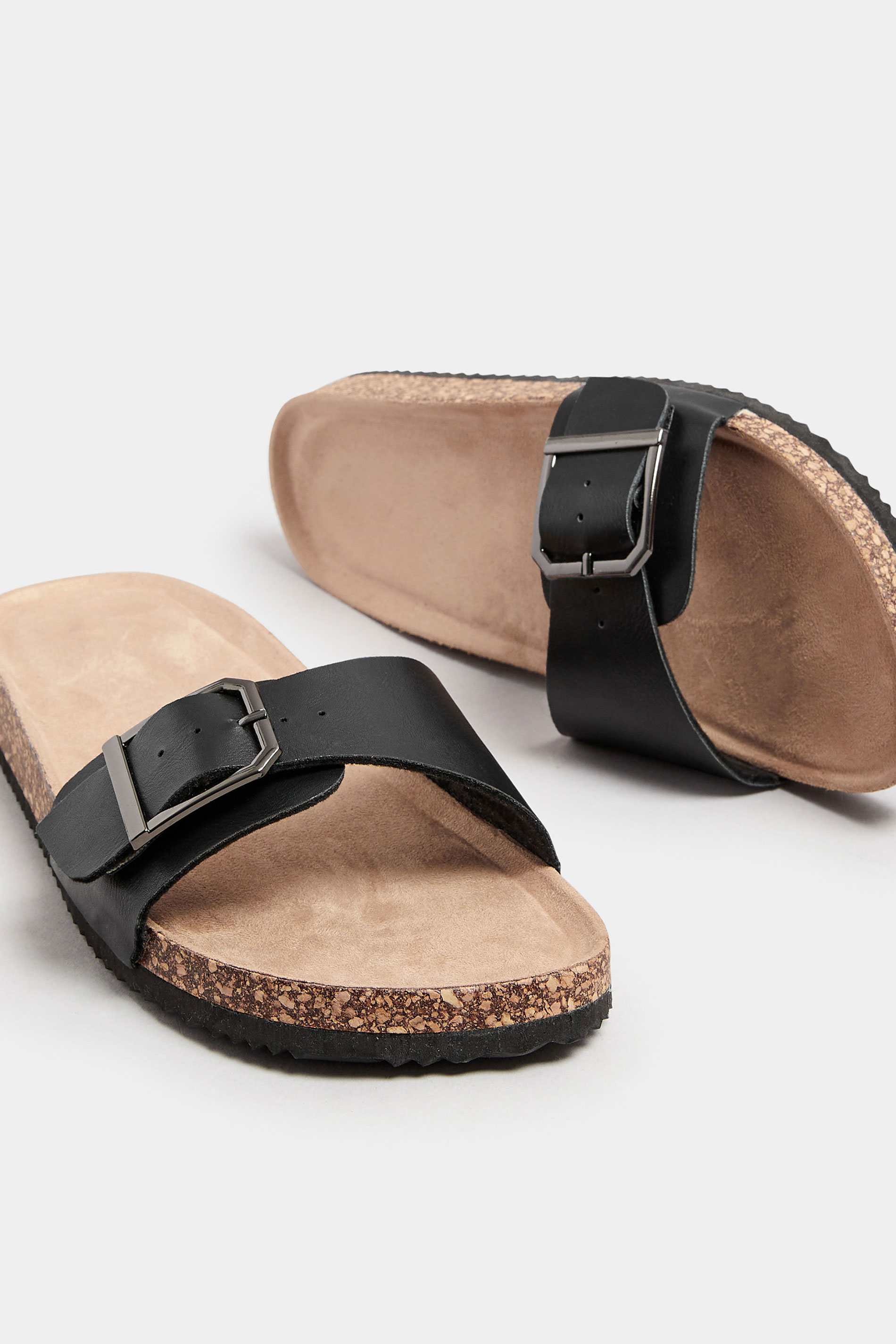 Black Single Buckle Sandals In Extra Wide EEE Fit | Yours Clothing 5